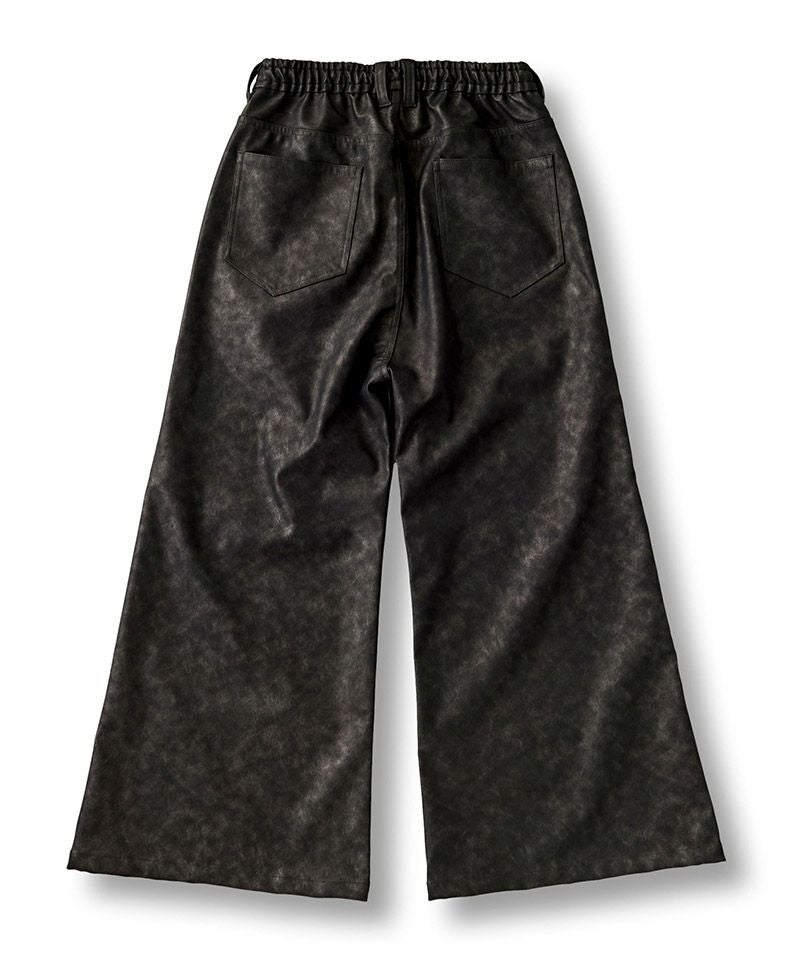 50%OFF【NO ID.(ノーアイディー)】 ｼﾝｾﾃｨｯｸﾚｻﾞｰﾜｲﾄﾞﾌﾚｱPT パンツ