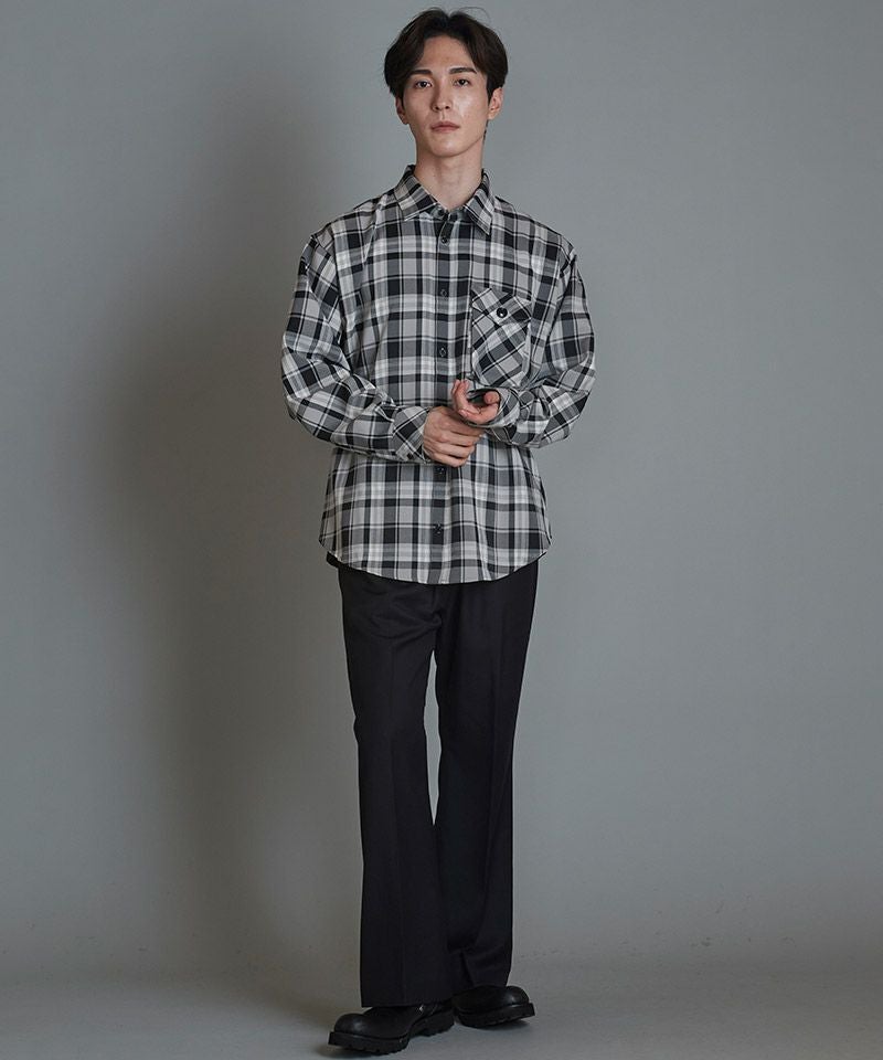 70%OFF【NO ID.(ノーアイディー)】ﾈｸﾀｲ付ﾁｪｯｸSH シャツ(855006-856S