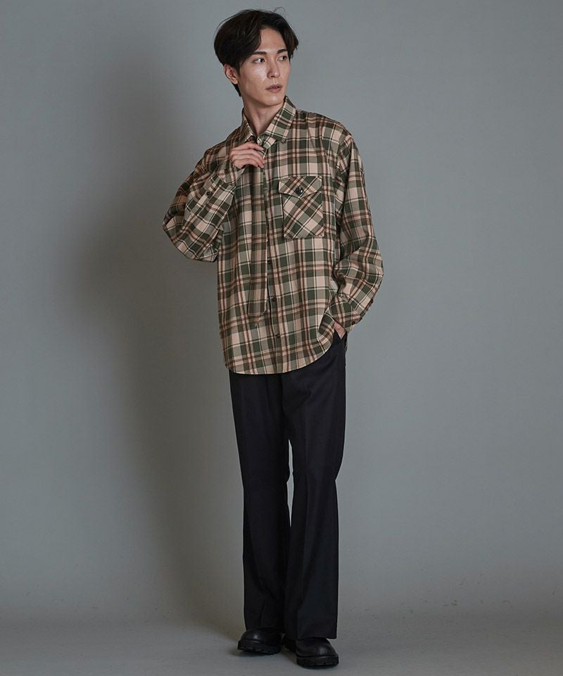60%OFF【NO ID.(ノーアイディー)】ﾈｸﾀｲ付ﾁｪｯｸSH シャツ(855006-856S
