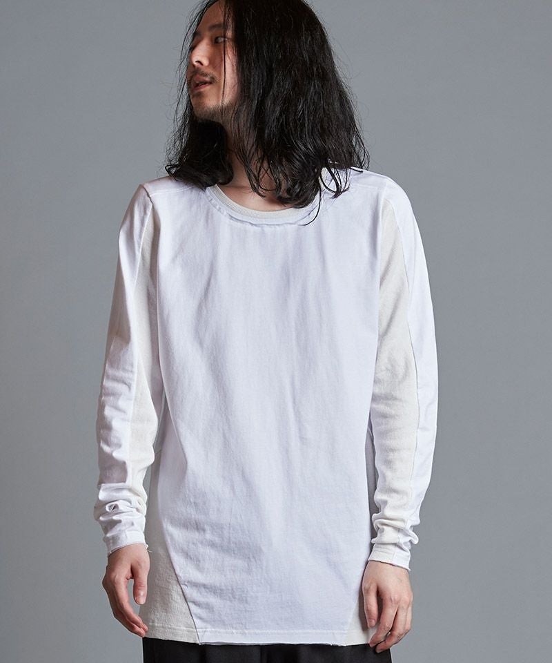 NoREMID ホワイト 長袖カットソー L 50%OFF【NO ID.(ノーアイディー)】ﾁｪﾝｼﾞﾝｸﾞｶｯﾄｵﾌC-NﾛﾝT カットソー
