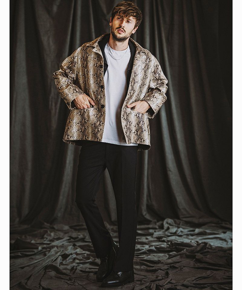 皮コート FAUX LEATHER OVERCOAT