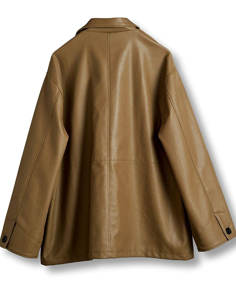 新品 定価96,800円 インバーティア カーコート TEIMEN GINZA 60%OFF【NO ID.(ノーアイディー)】ｼﾝｾﾃｨｯｸﾚｻﾞｰBIGｶｰｺｰﾄ(855006-838C