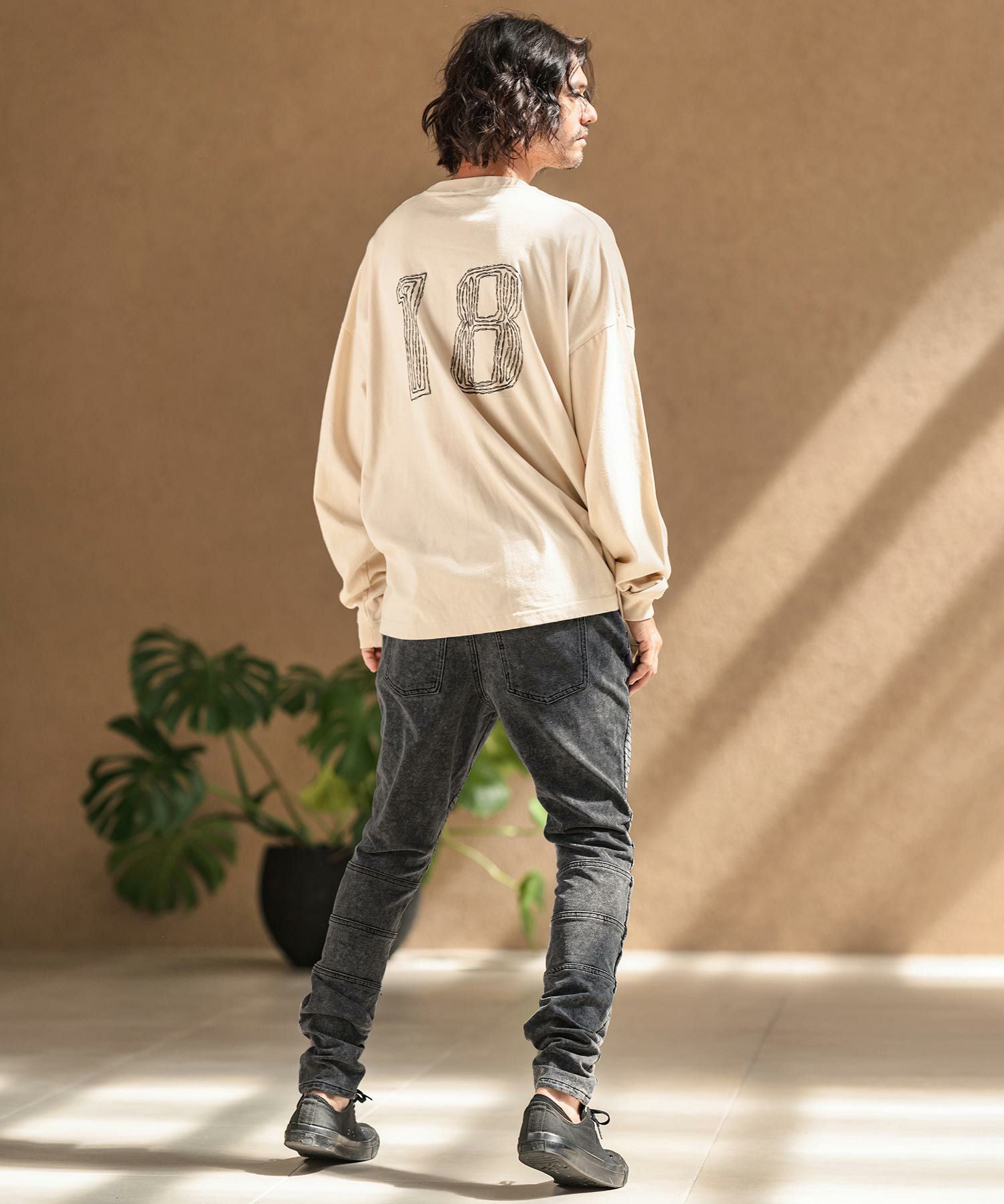 デニム　リフレクター 60%OFF【CAMBIO(カンビオ)】カットデニムテーパードバイカーパンツ(CA