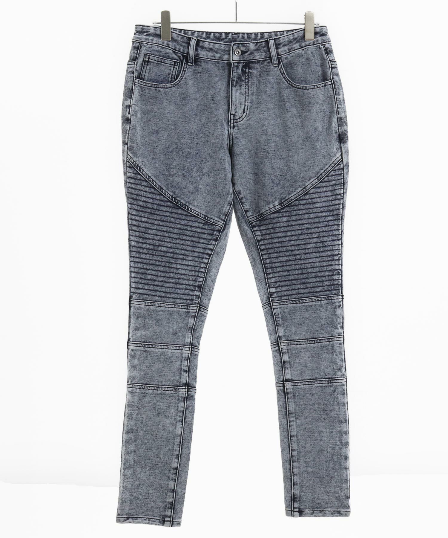 60%OFF【CAMBIO(カンビオ)】カットデニムテーパードバイカーパンツ(CA