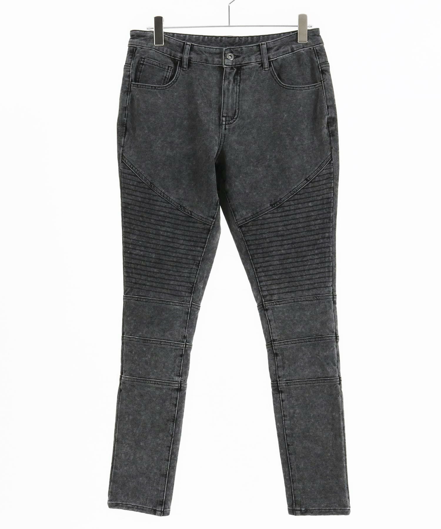 60%OFF【CAMBIO(カンビオ)】カットデニムテーパードバイカーパンツ(CA
