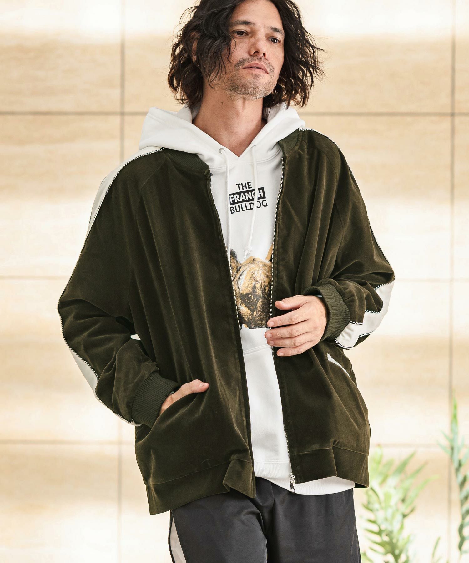 CAMBIO カンビオ スカジャン オリーブ 50%OFF【CAMBIO(カンビオ)】Tiger Embroidered Velour Souvenir Jacket