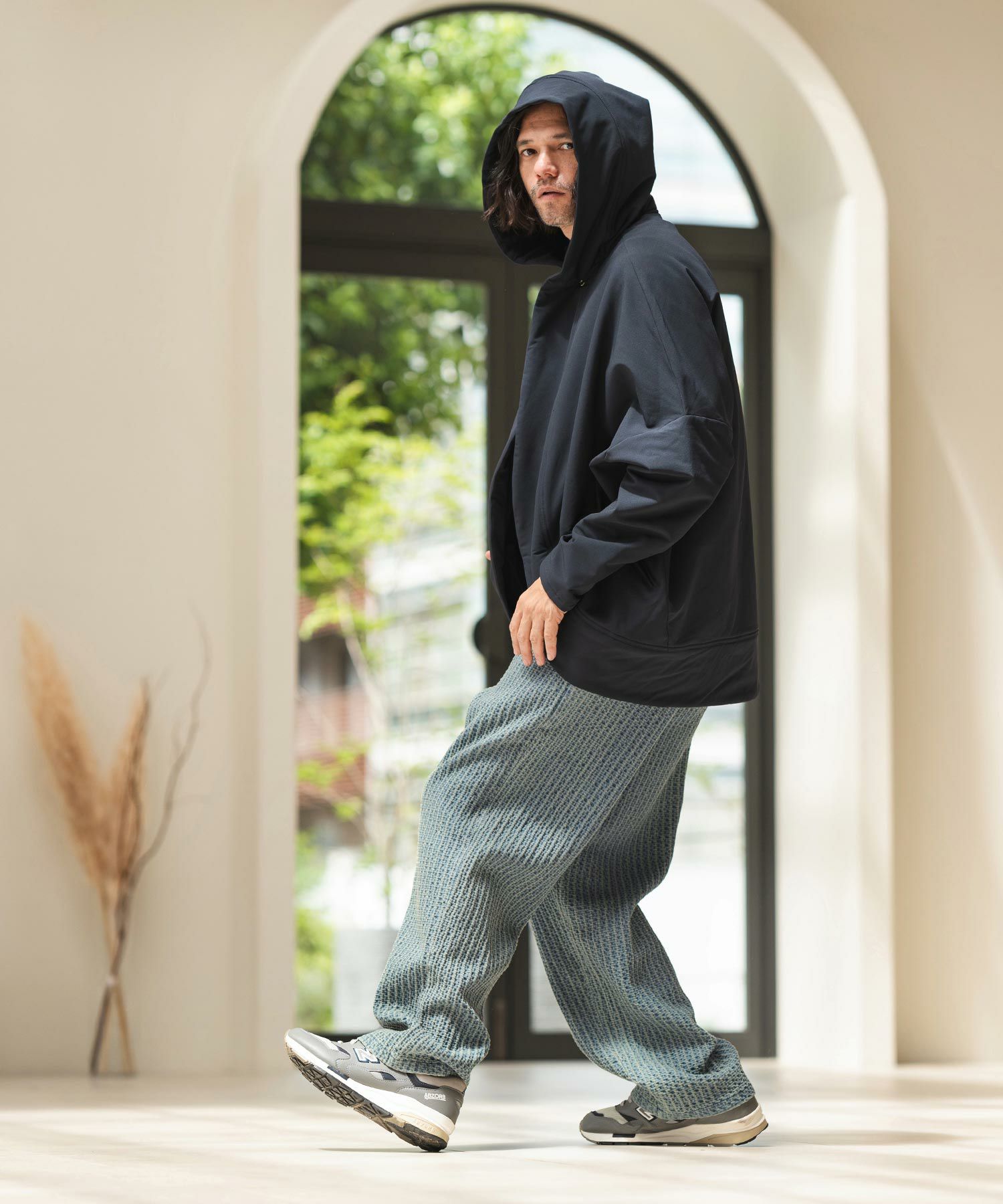 CAMBIO(カンビオ)】Accordion Jacquard Denim Wide Straight Pants