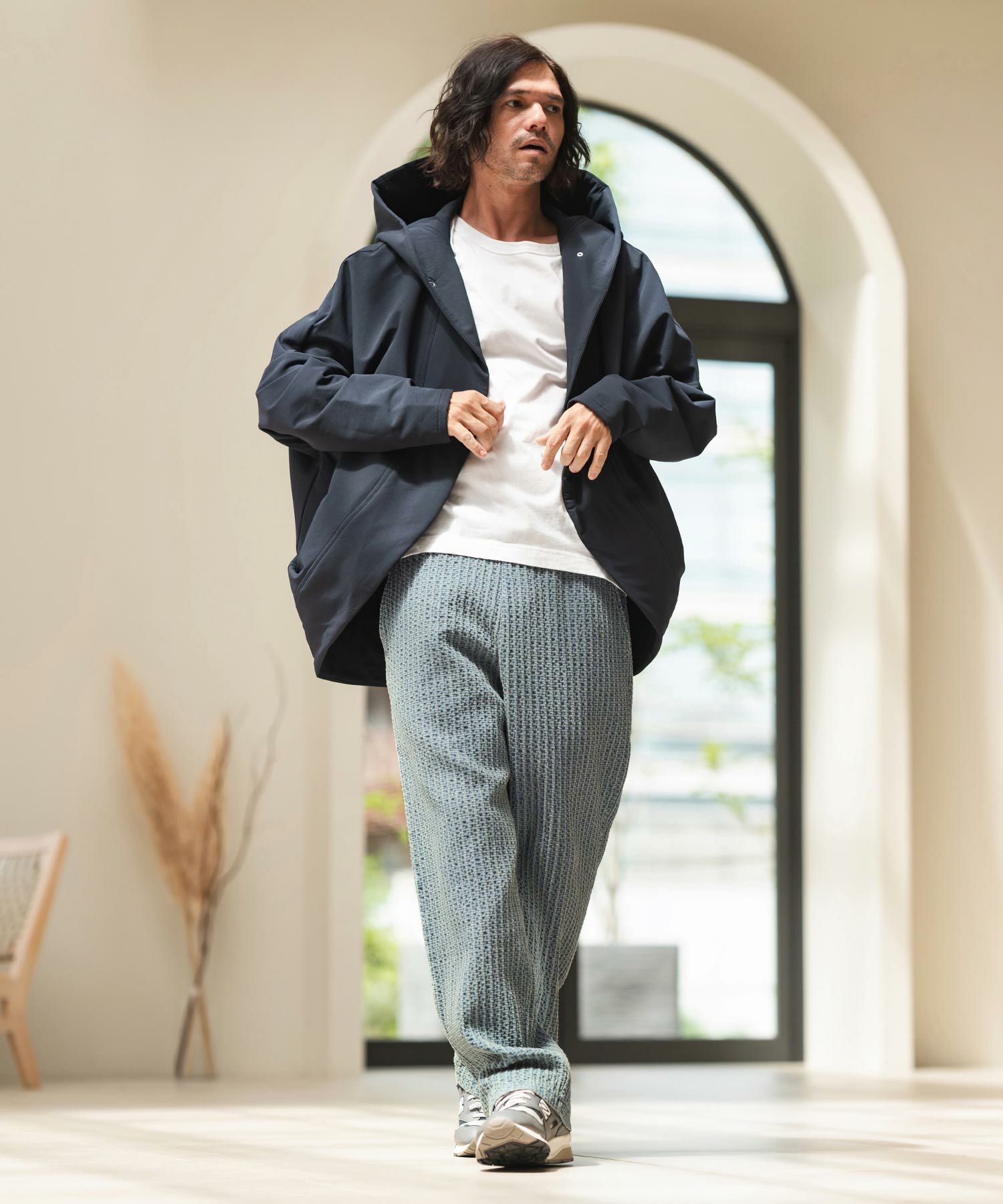 CAMBIO(カンビオ)】Accordion Jacquard Denim Wide Straight Pants