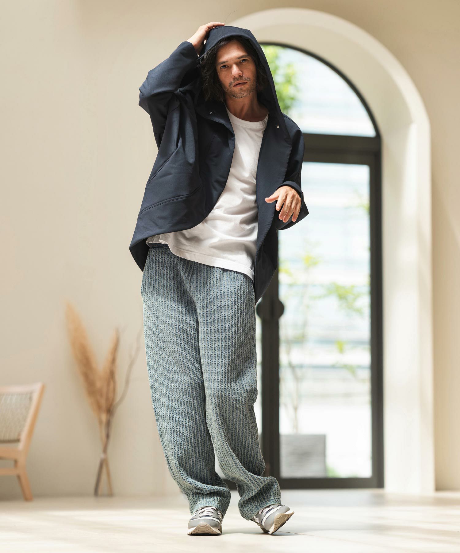 CAMBIO(カンビオ)】Accordion Jacquard Denim Wide Straight Pants
