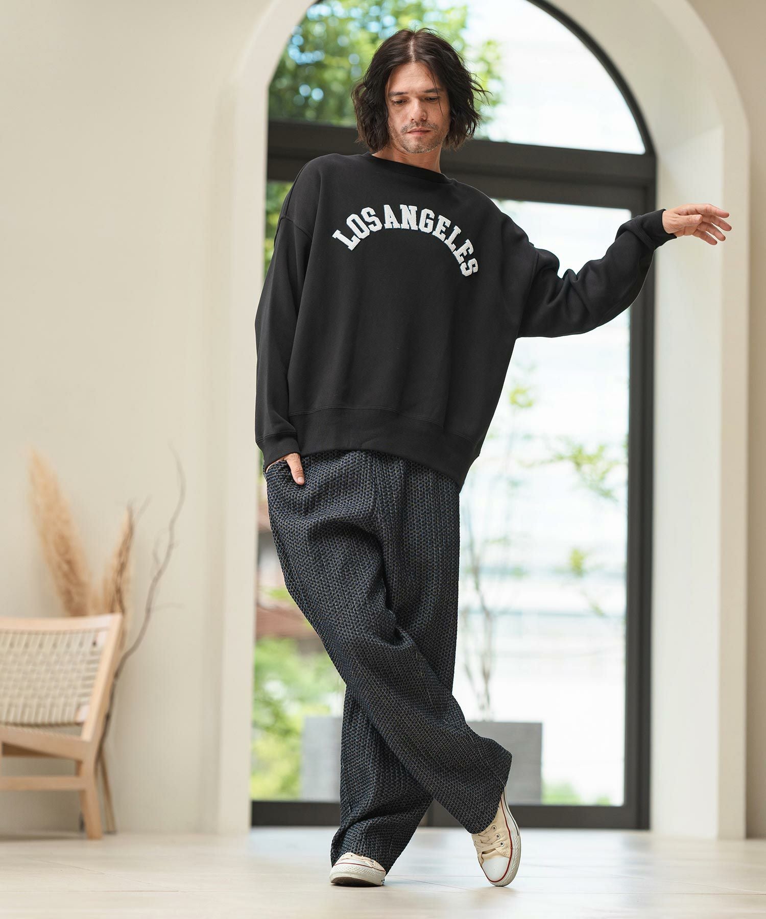 CAMBIO(カンビオ)】Accordion Jacquard Denim Wide Straight Pants