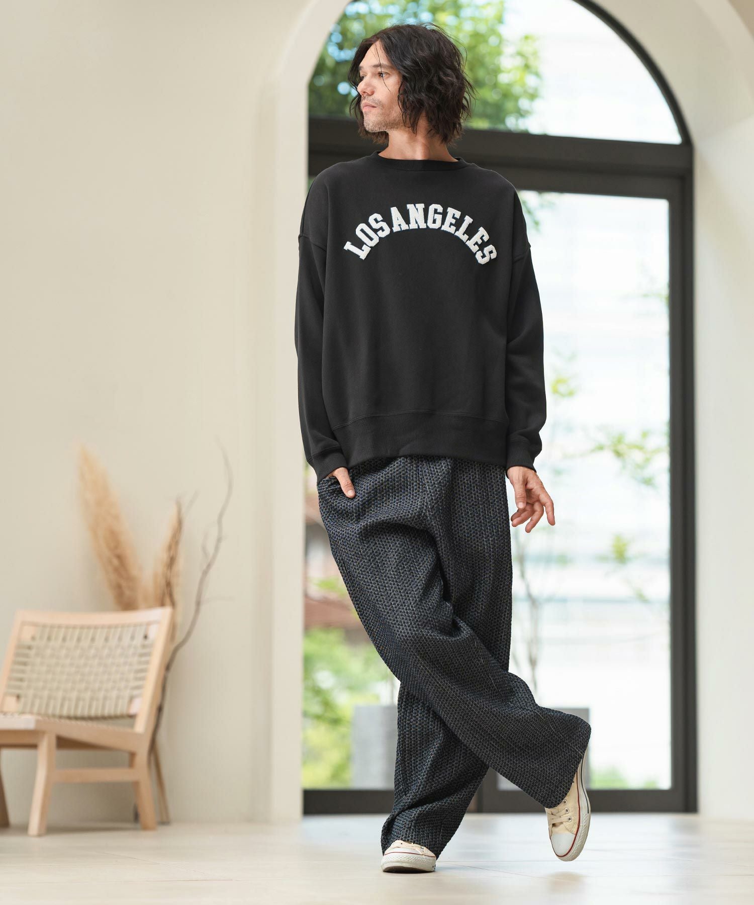 Cambio ワイドストレートパンツ CAMBIO(カンビオ)】Accordion Jacquard Denim Wide Straight Pants