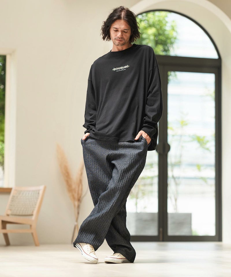 CAMBIO(カンビオ)】Accordion Jacquard Denim Wide Straight Pants 