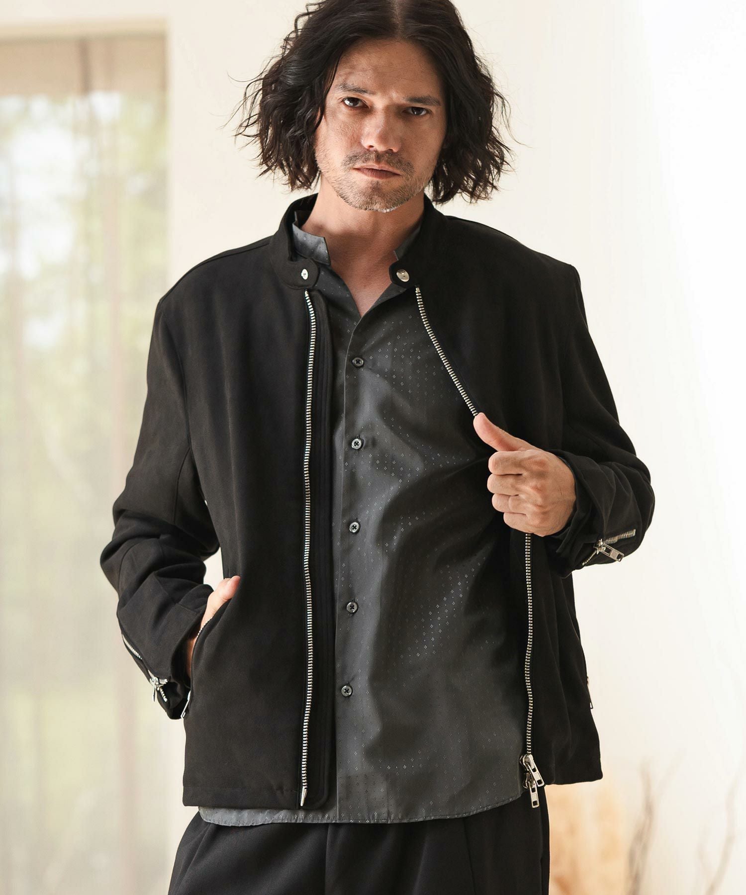 CAMBIO(カンビオ)】スウェードシングルライダースブルゾン | CAMBIO