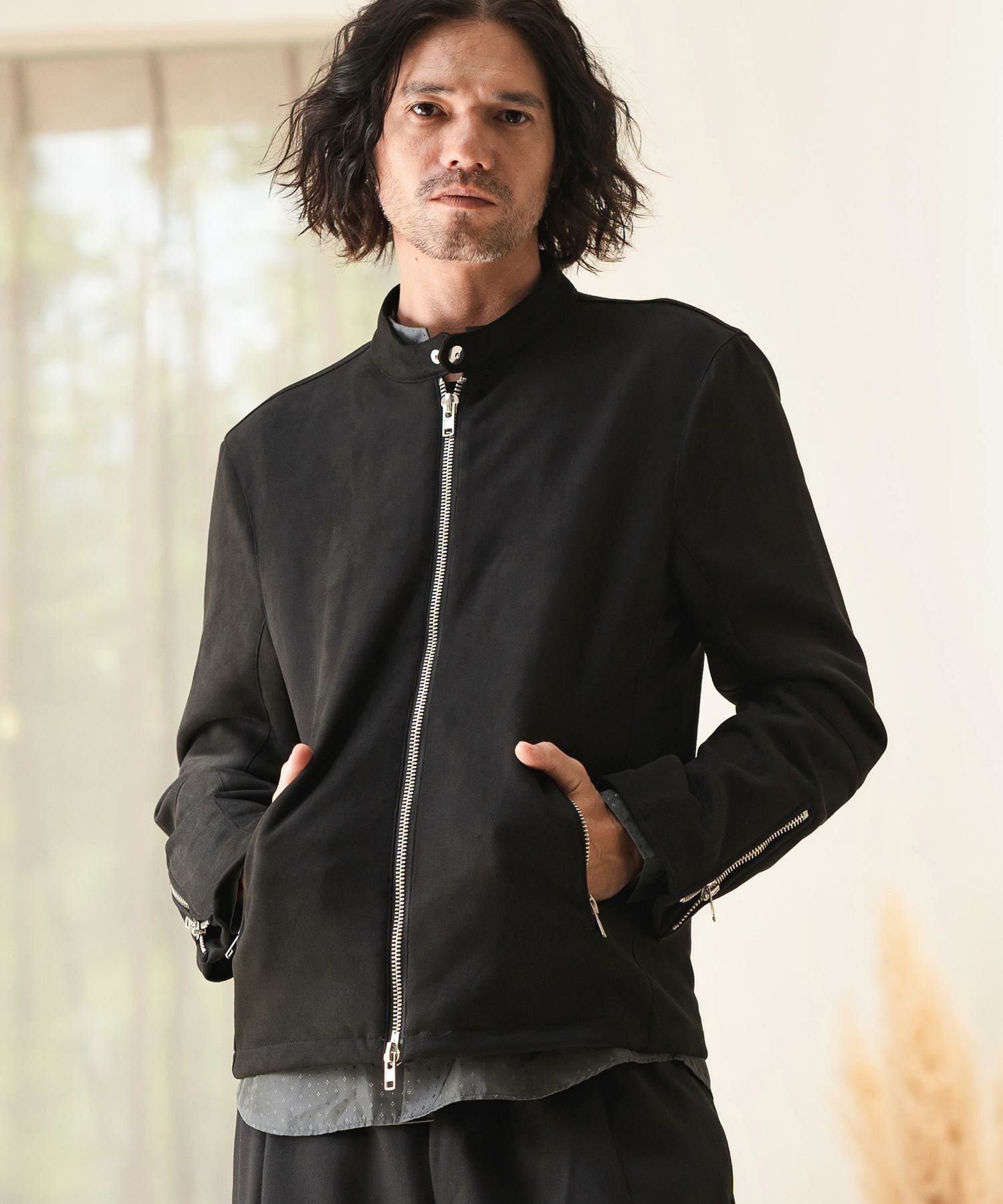 ナルト様 Massimo Dutti スウェード調 ブルゾン ライダース M CAMBIO(カンビオ)】スウェードシングルライダースブルゾン | CAMBIO