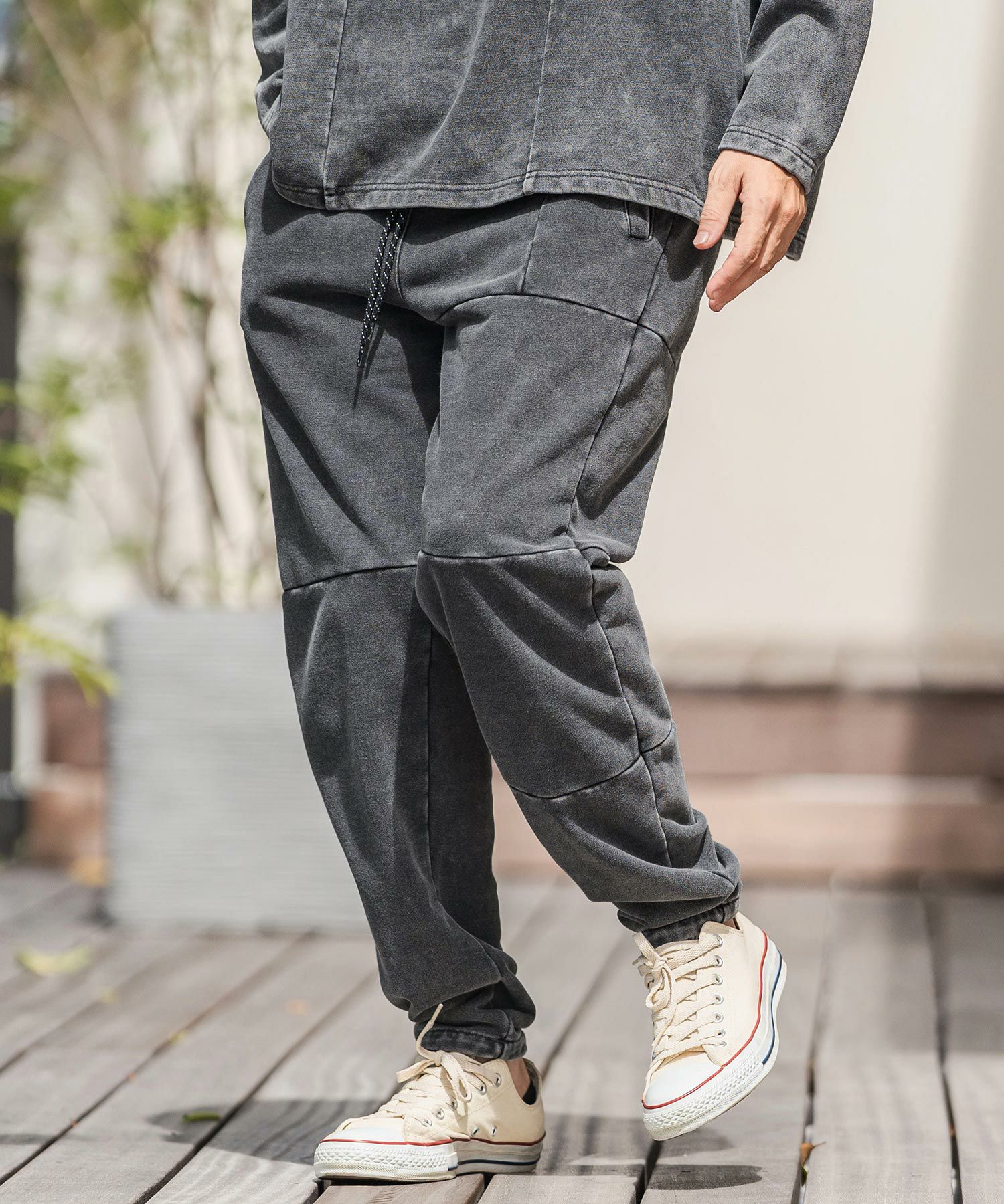 punkandyo スウェットパンツ 50%OFF【CAMBIO(カンビオ)】インディゴ裏毛切り替えスウェットパンツ