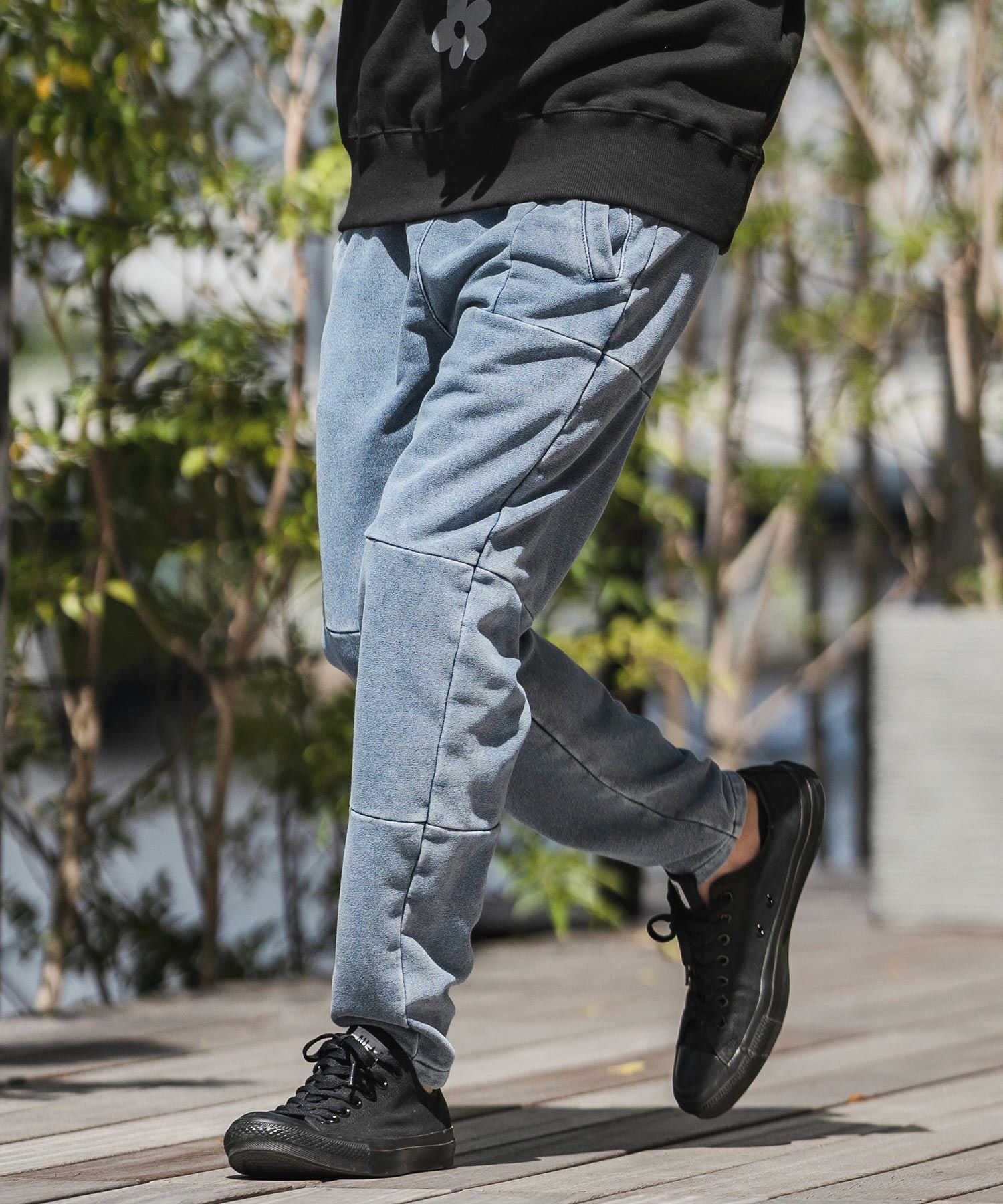 punkandyo スウェットパンツ 50%OFF【CAMBIO(カンビオ)】インディゴ裏毛切り替えスウェットパンツ