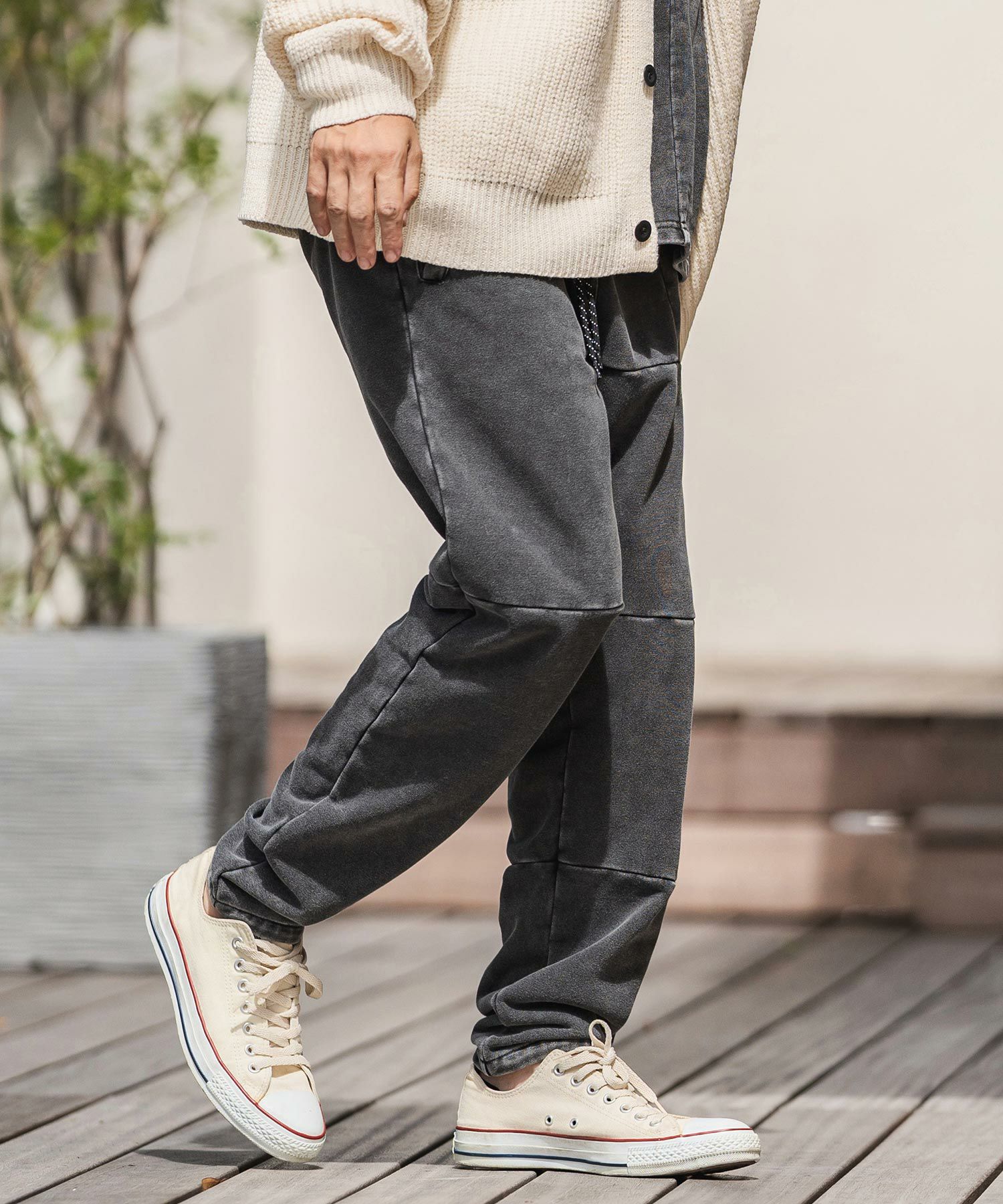 50%OFF【CAMBIO(カンビオ)】インディゴ裏毛切り替えスウェットパンツ