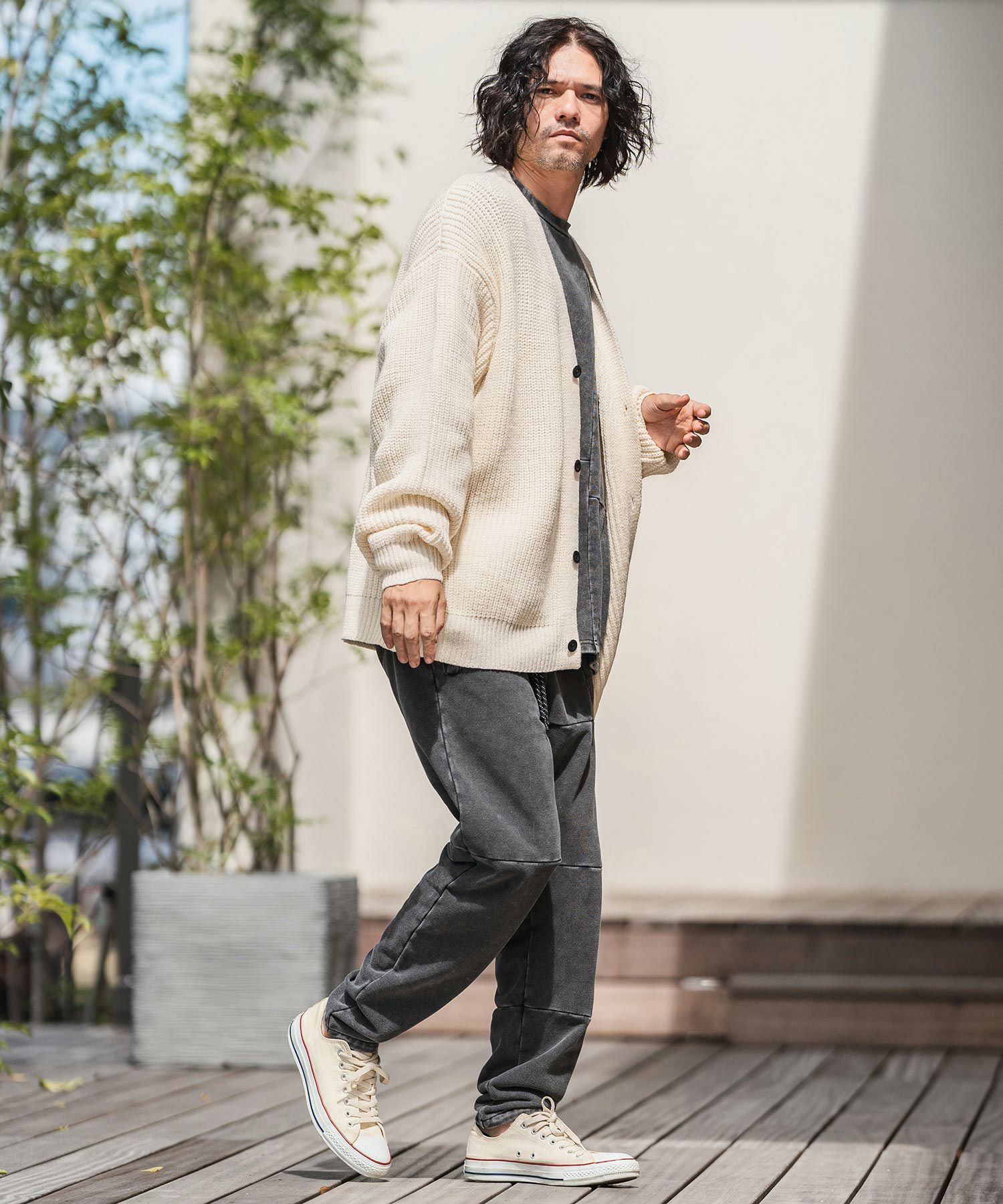 50%OFF【CAMBIO(カンビオ)】インディゴ裏毛切り替えスウェットパンツ