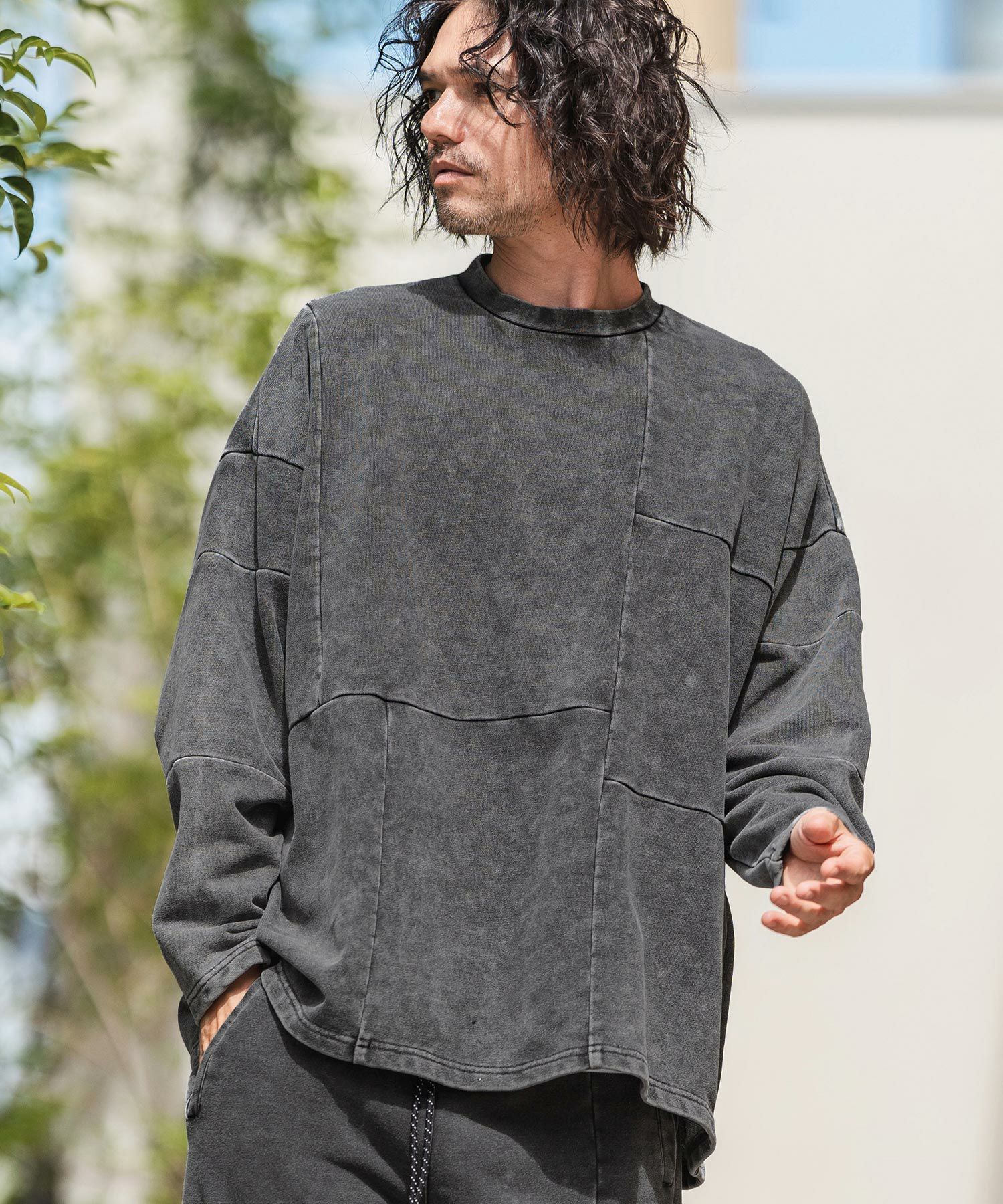 30%OFF【CAMBIO(カンビオ)】インディゴ裏毛切り替えCNスウェット(BP