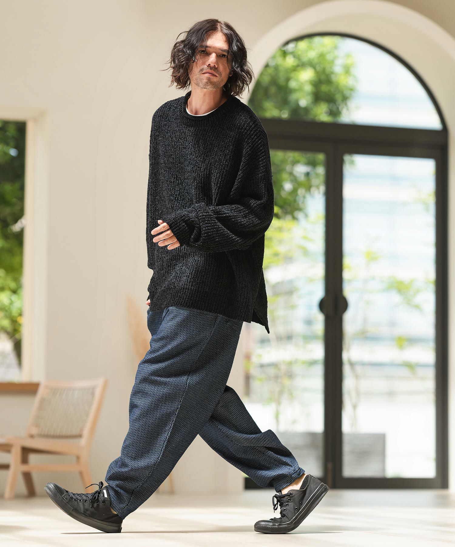 CAMBIO(カンビオ)】Geometric Puffy Jacquard Denim Vintage Like