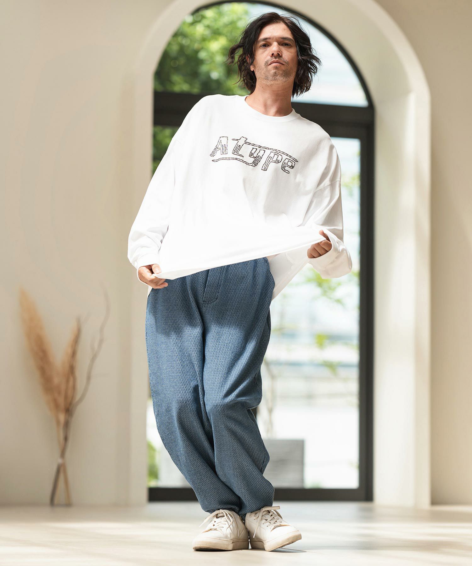 CAMBIO(カンビオ)】Geometric Puffy Jacquard Denim Vintage Like