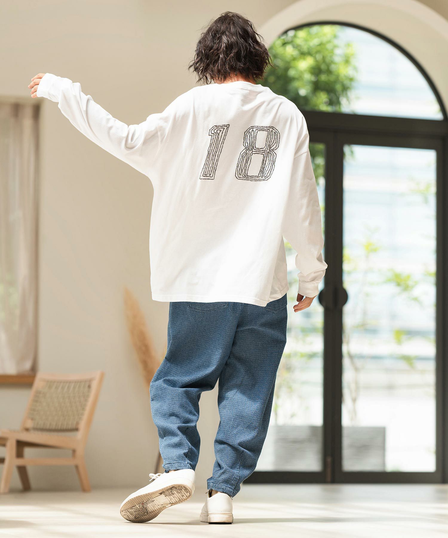 オーダーメイド バルーンパンツ CAMBIO(カンビオ)】Geometric Puffy Jacquard Denim Vintage Like