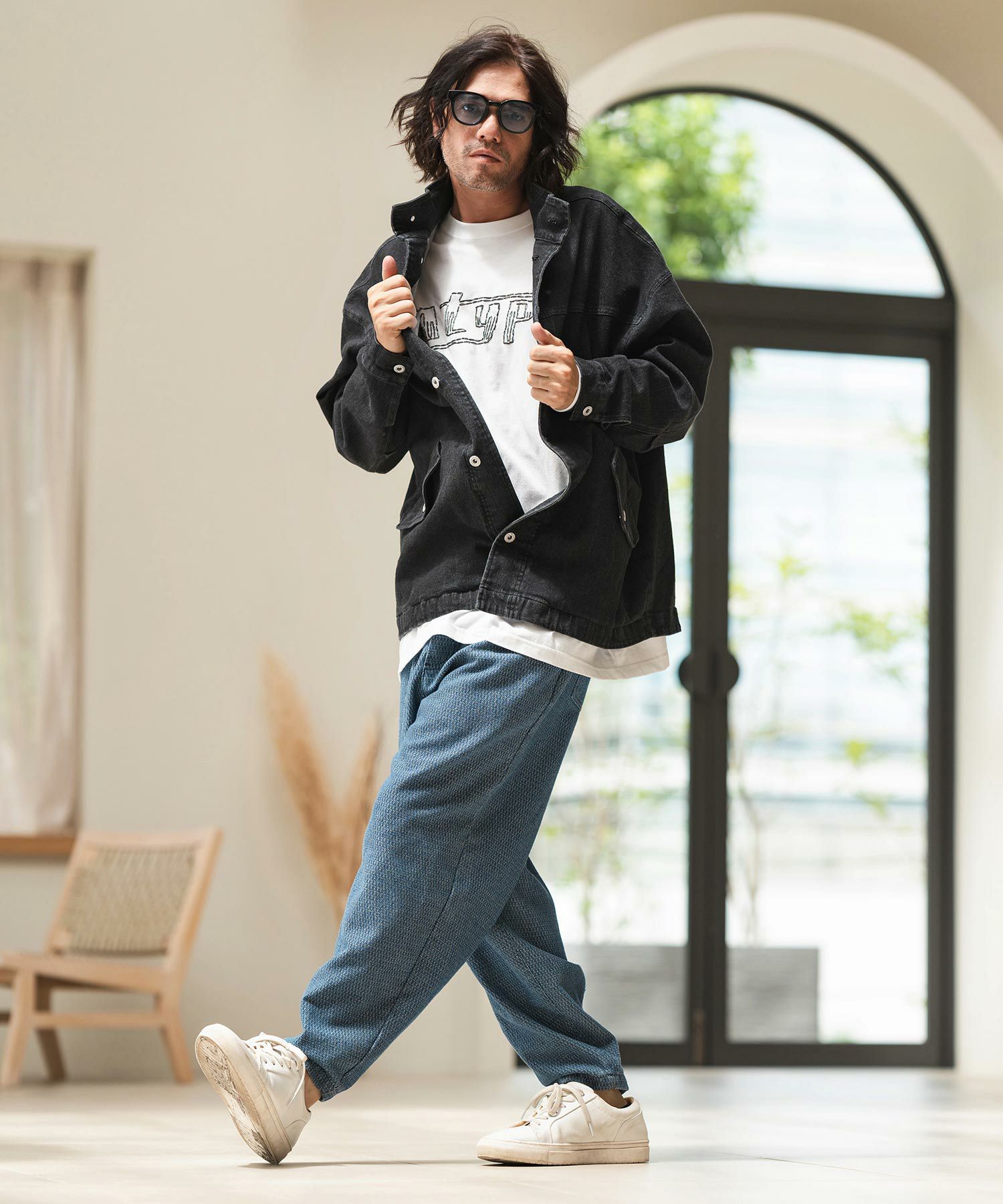 CAMBIO(カンビオ)】Geometric Puffy Jacquard Denim Vintage Like