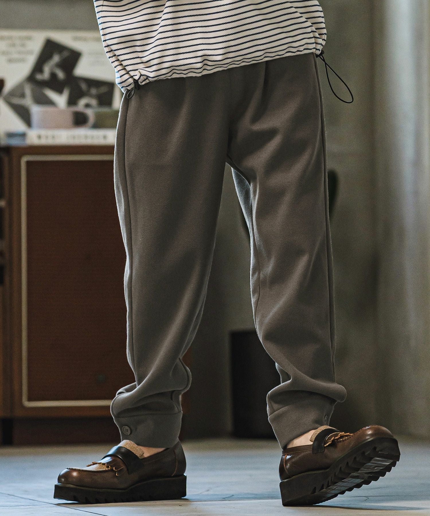 UNTRACE 23AW メルトンパンツ 30%OFF【CAMBIO(カンビオ)】Soft Melton Hem Cuffs Pants メルトン