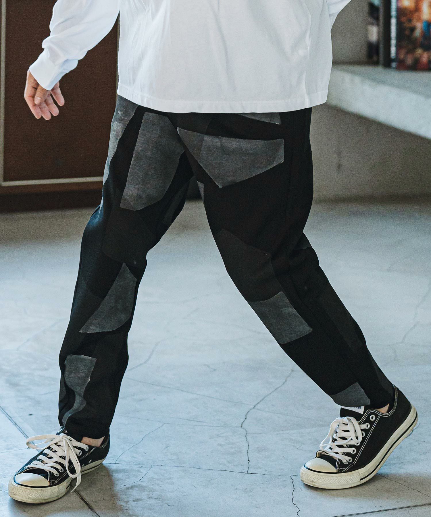 30%OFF【CAMBIO(カンビオ)】 Patchwork Print Cardboard Knit Jogger