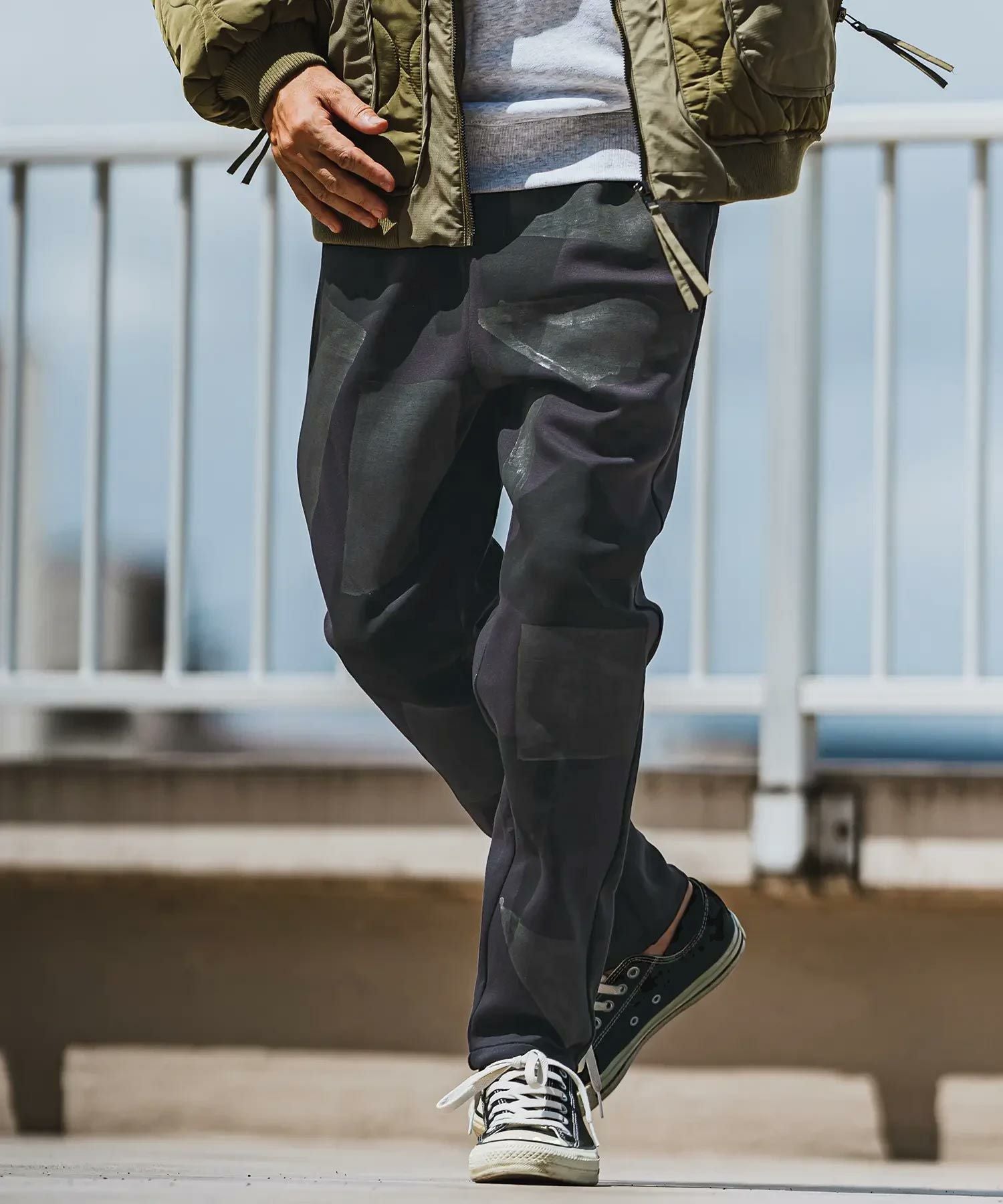 30%OFF【CAMBIO(カンビオ)】 Patchwork Print Cardboard Knit Jogger