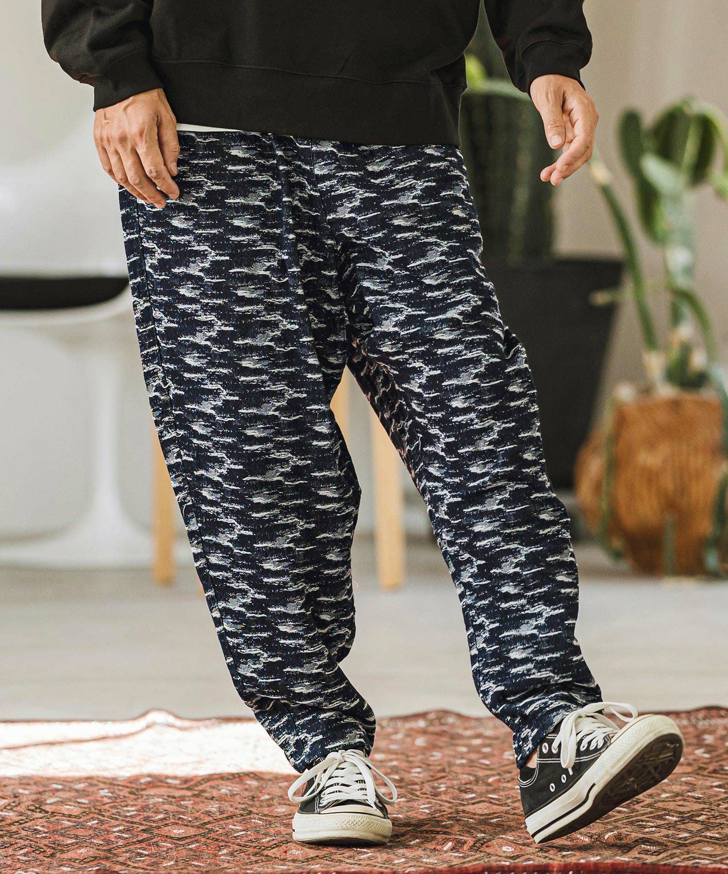 CAMBIO(カンビオ)】 Denim Jacquard Balloon Pants デニムジョガー