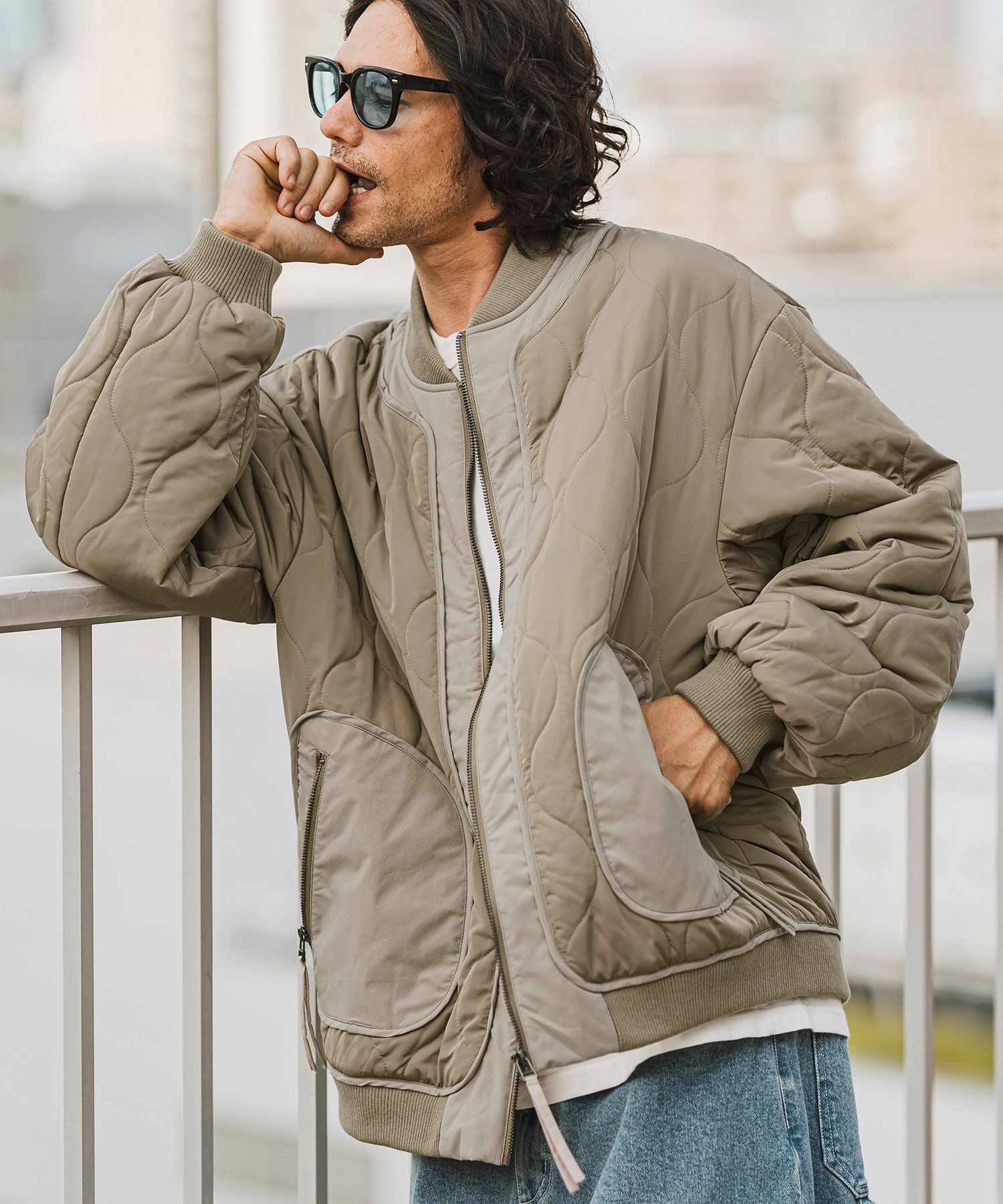 CAMBIO(カンビオ)】ルーズシルエットキルティングボンバーブルゾン