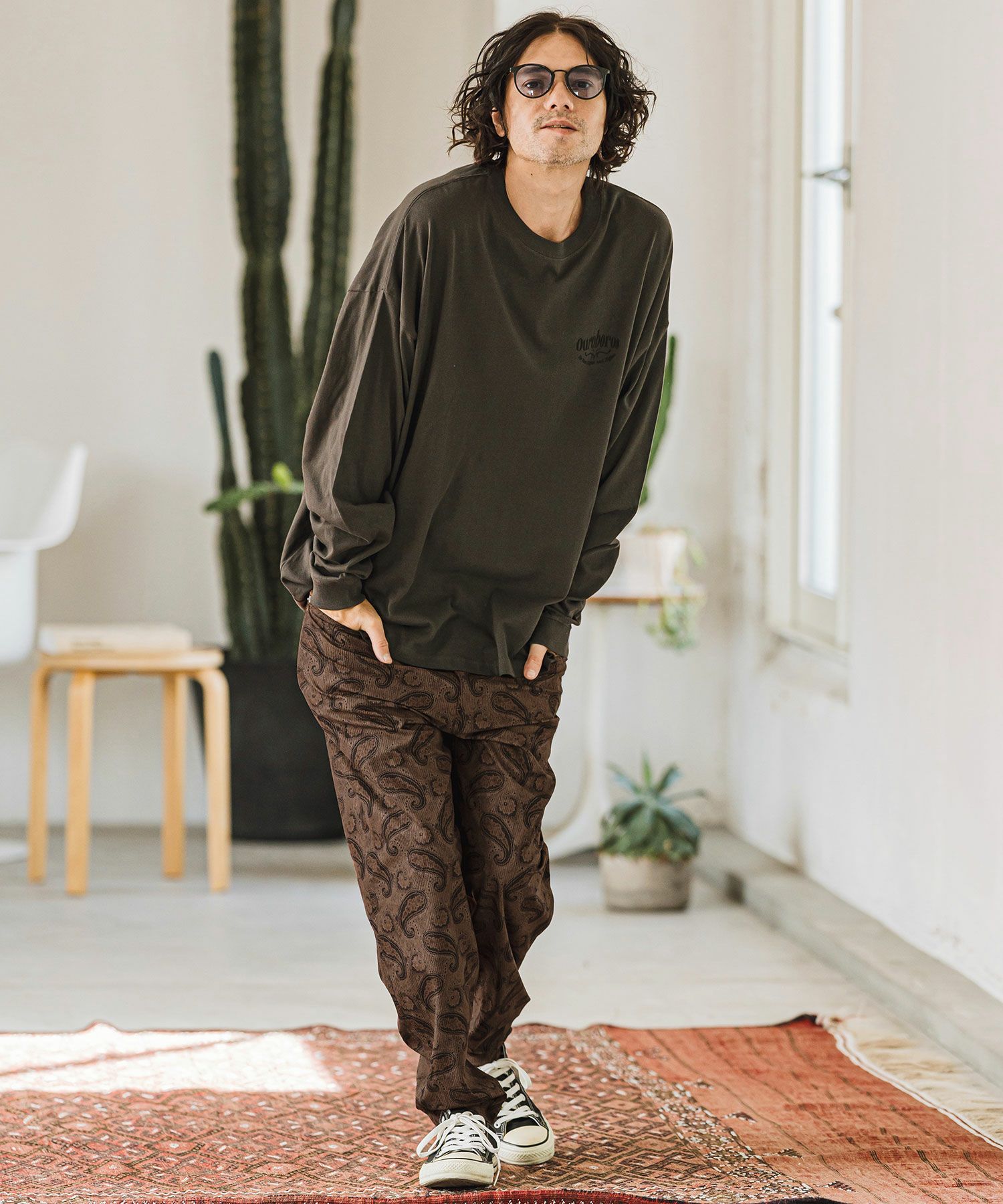 CAMBIO(カンビオ)】コーデュロイ×ペイズリーorig.柄バルーンパンツ