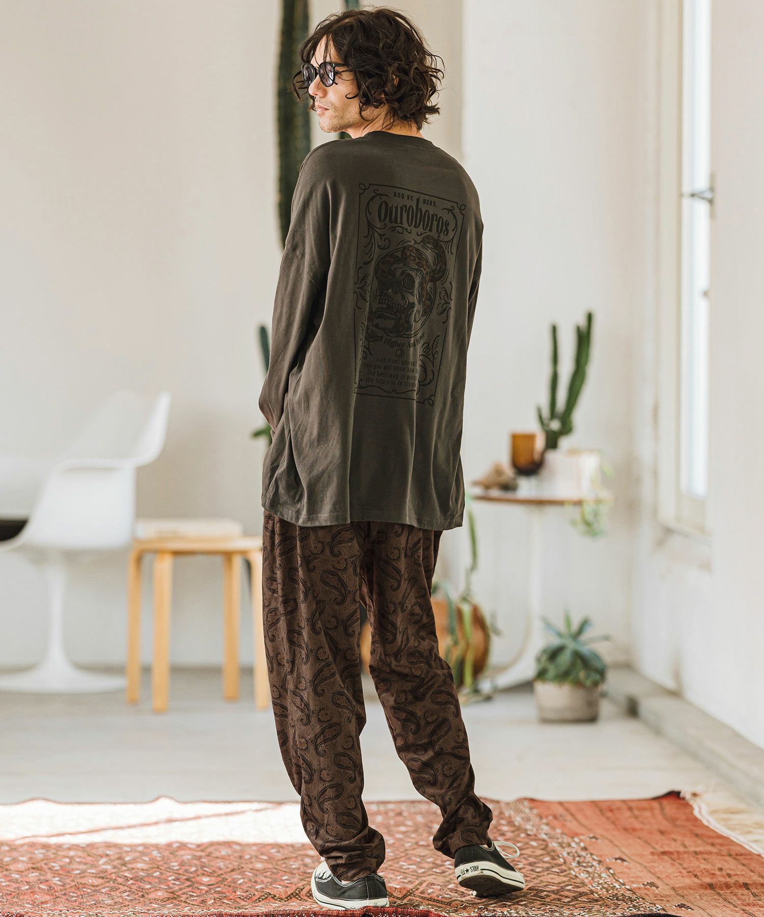 CAMBIO(カンビオ)】コーデュロイ×ペイズリーorig.柄バルーンパンツ