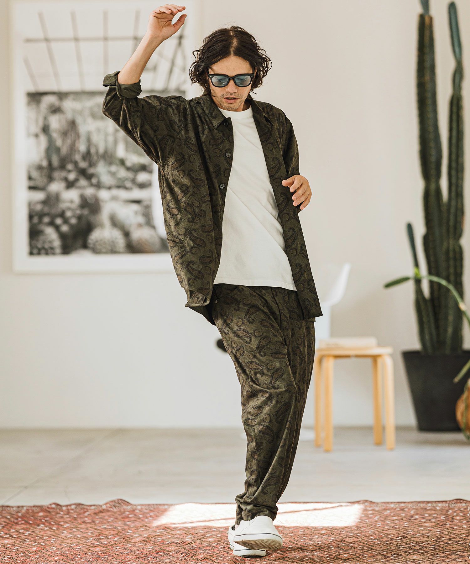 CAMBIO(カンビオ)】コーデュロイ×ペイズリーorig.柄バルーンパンツ