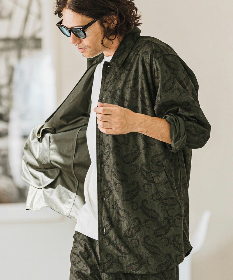 50%OFF【CAMBIO(カンビオ)】コーデュロイ×ペイズリーorig.柄シャツ 