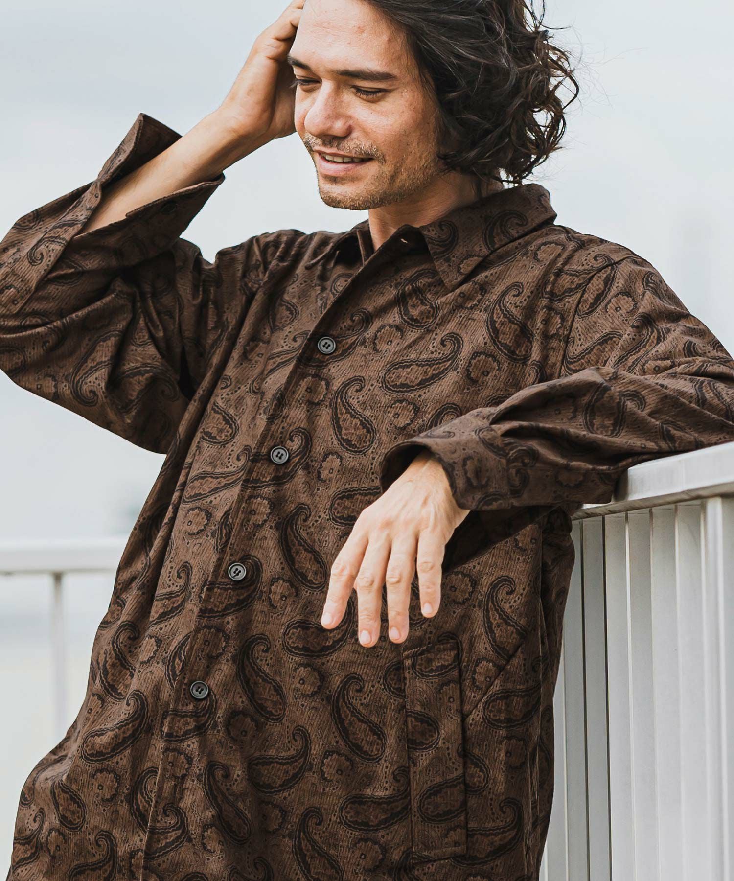 50%OFF【CAMBIO(カンビオ)】コーデュロイ×ペイズリーorig.柄シャツ