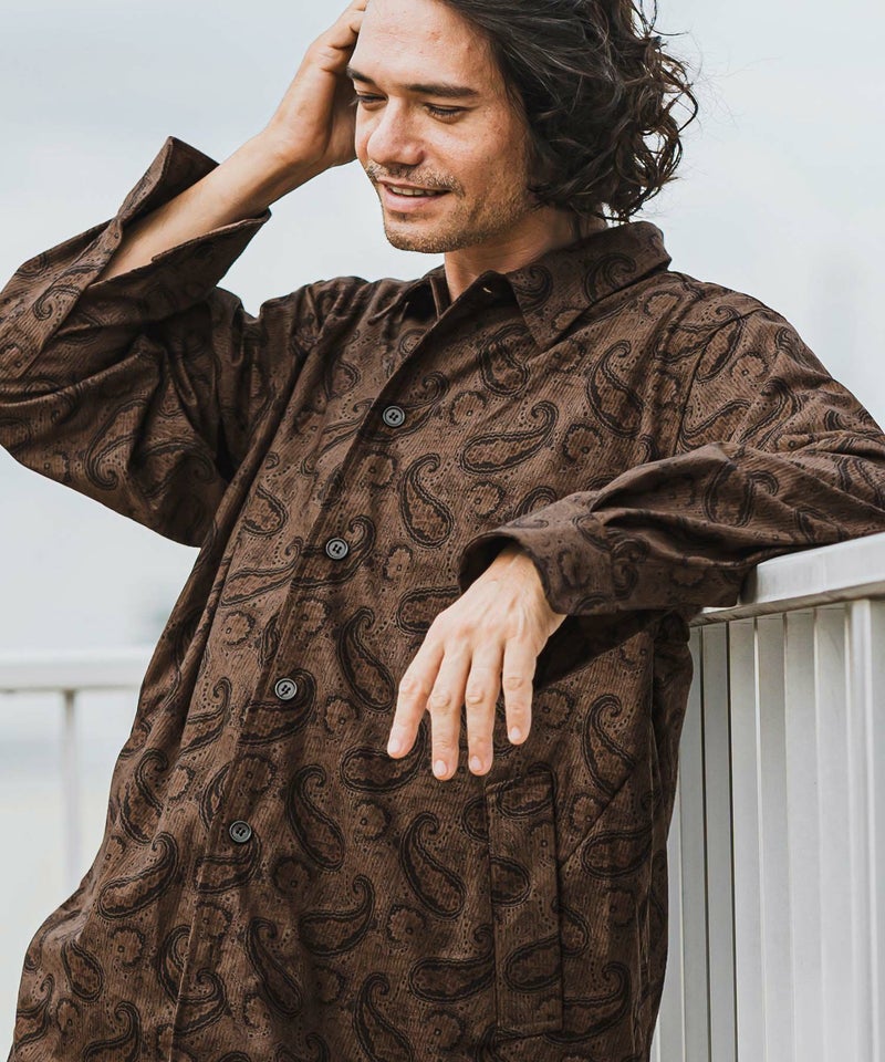 50%OFF【CAMBIO(カンビオ)】コーデュロイ×ペイズリーorig.柄シャツ 