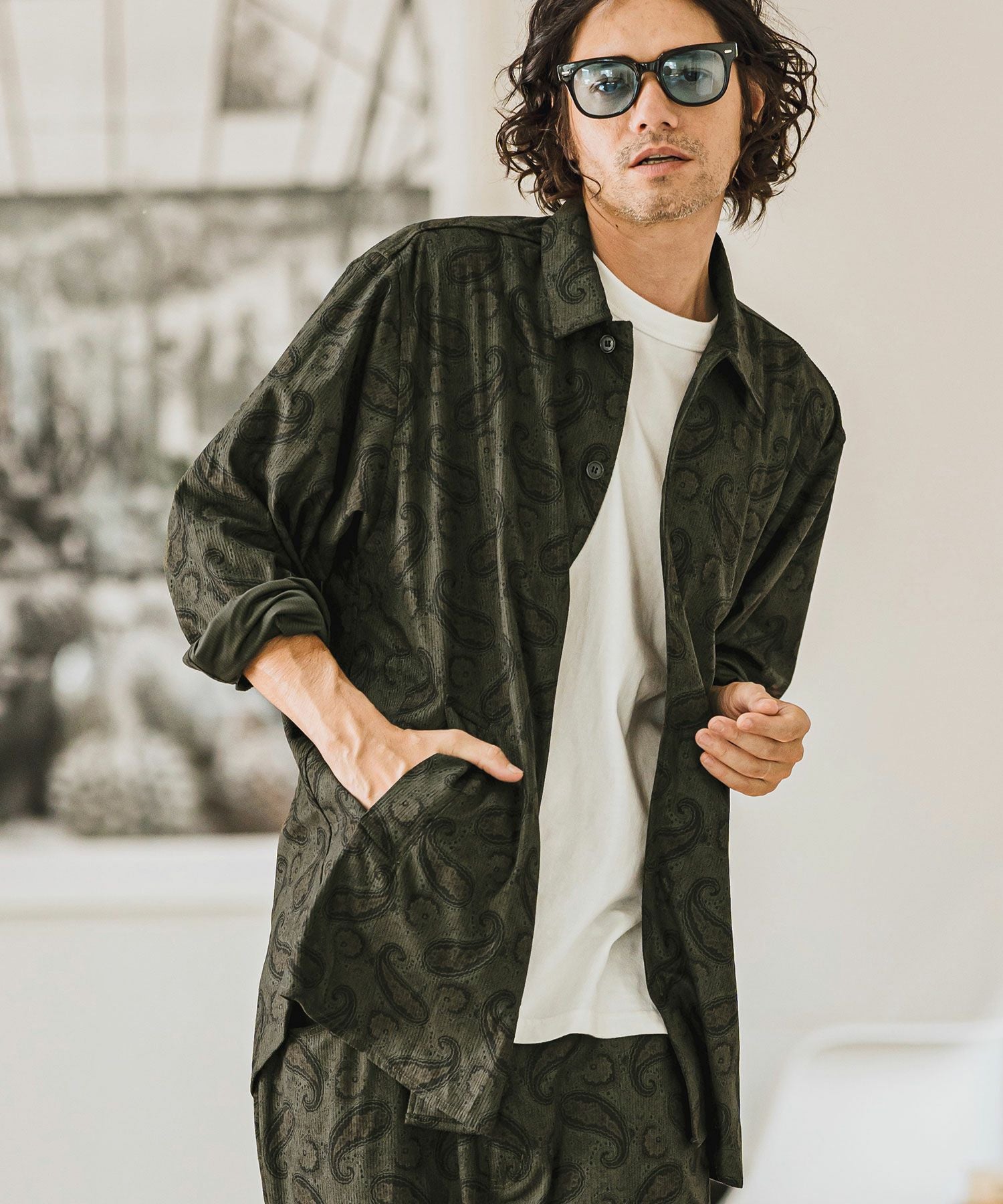 50%OFF【CAMBIO(カンビオ)】コーデュロイ×ペイズリーorig.柄シャツ