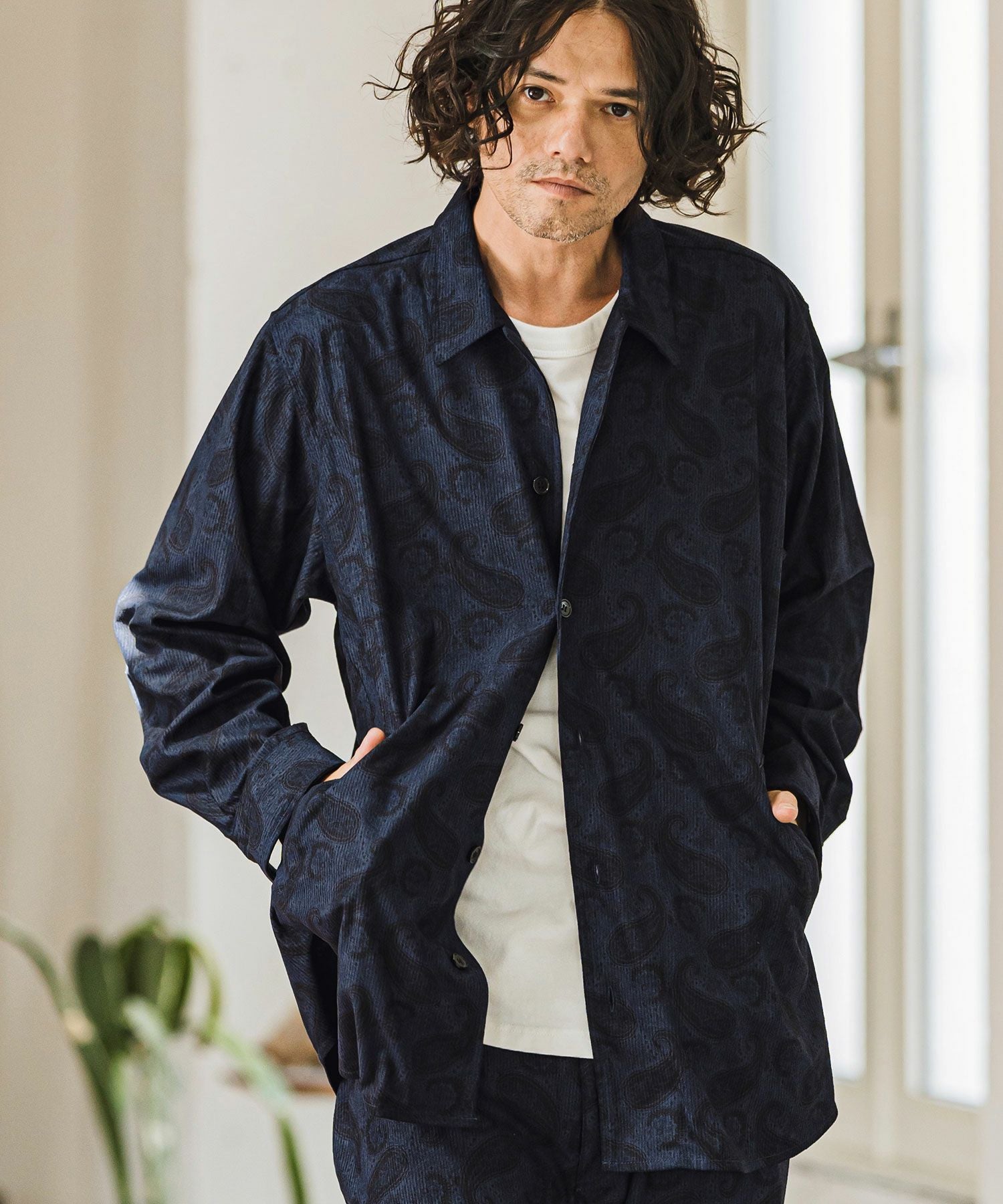 50%OFF【CAMBIO(カンビオ)】コーデュロイ×ペイズリーorig.柄シャツ