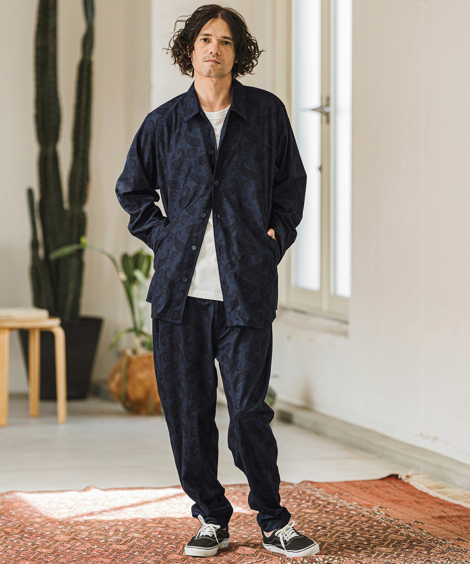 50%OFF【CAMBIO(カンビオ)】コーデュロイ×ペイズリーorig.柄シャツ