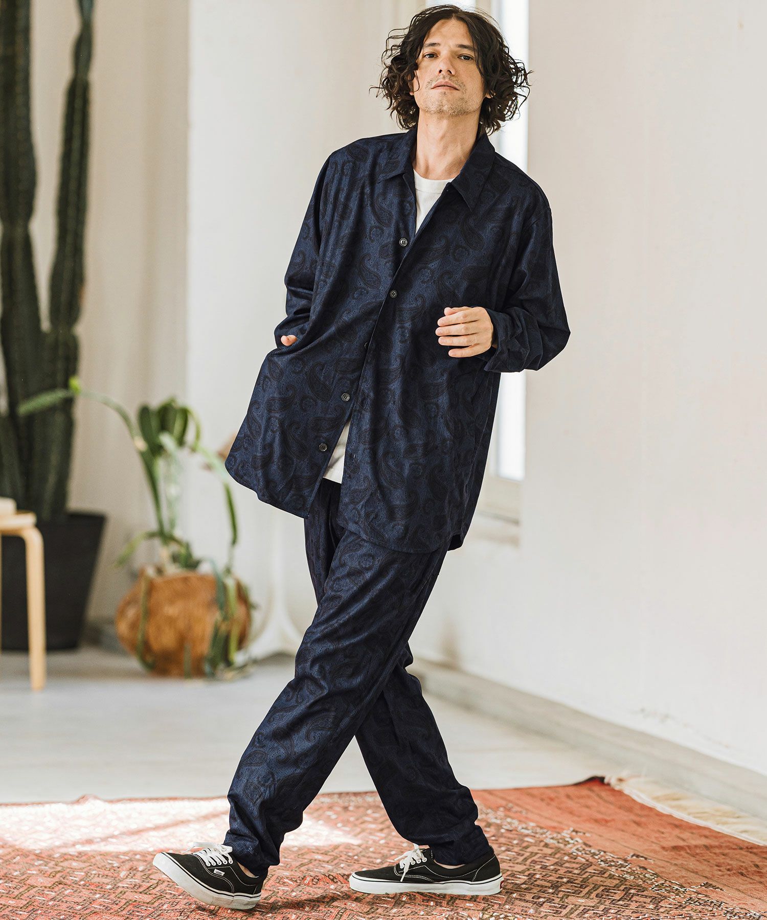 50%OFF【CAMBIO(カンビオ)】コーデュロイ×ペイズリーorig.柄シャツ