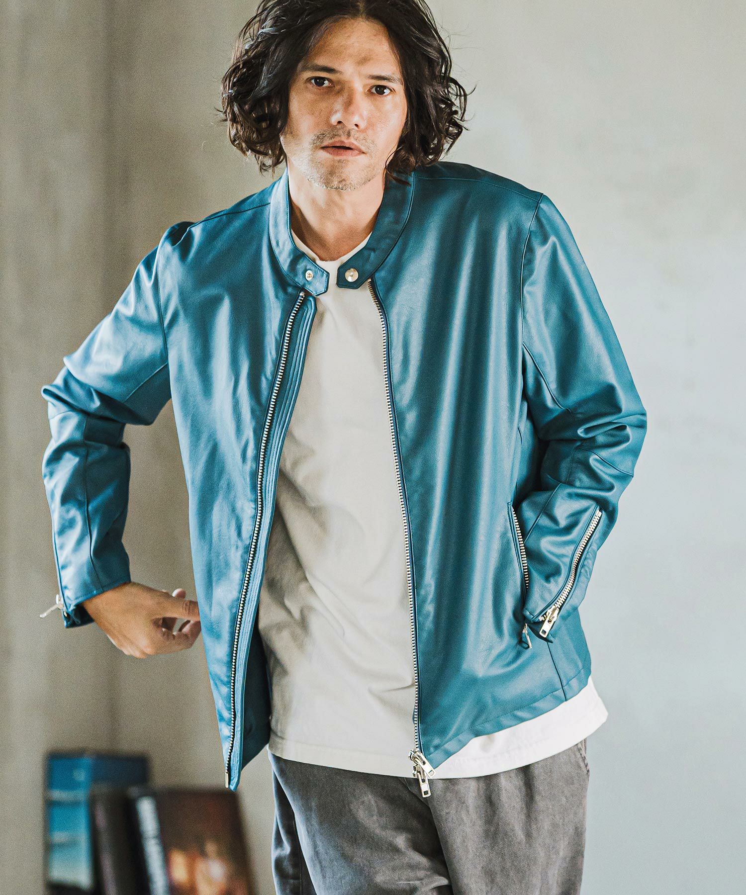 30%OFF【CAMBIO(カンビオ)】PUシングルライダースジャケット | CAMBIO
