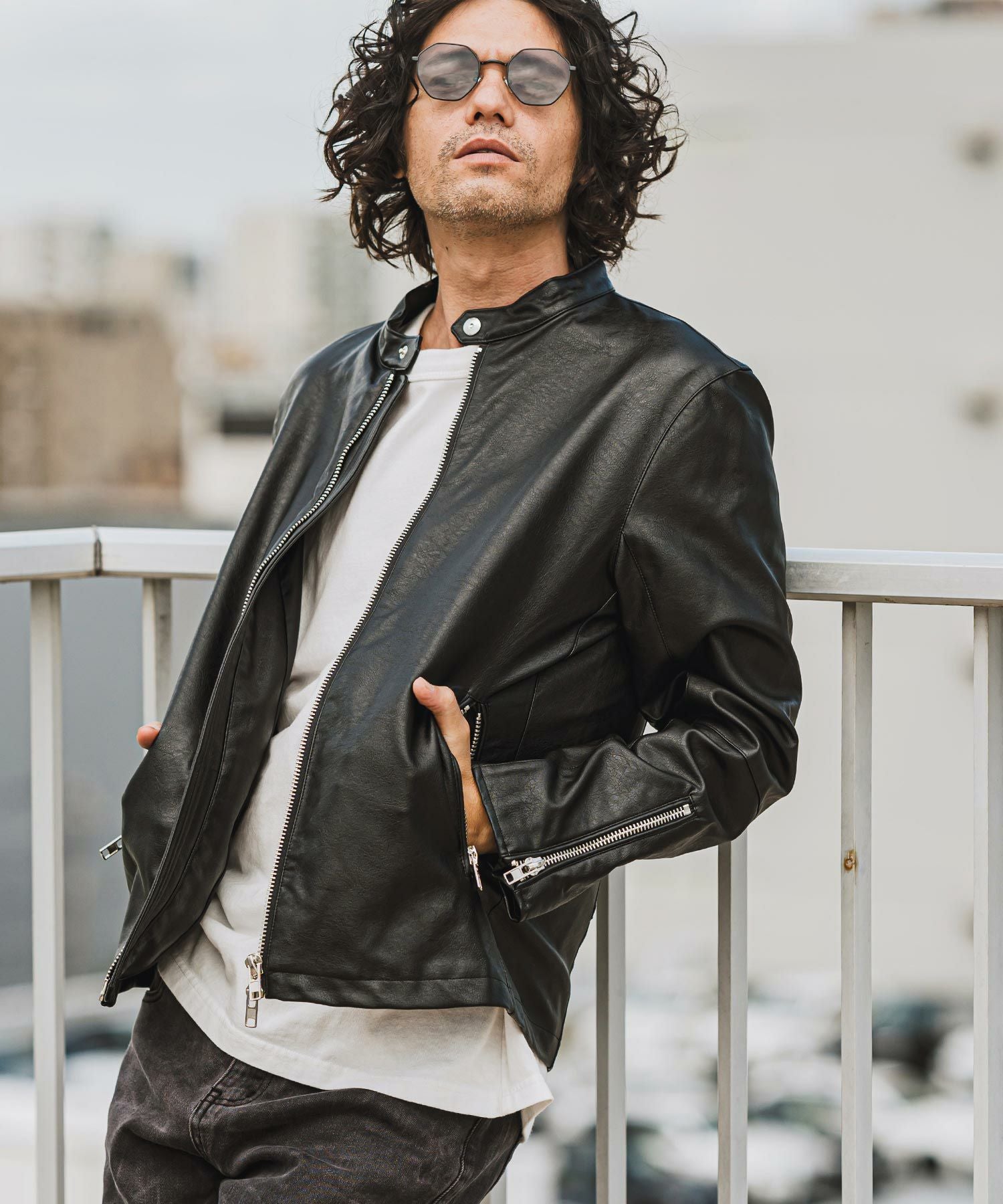 30%OFF【CAMBIO(カンビオ)】PUシングルライダースジャケット | CAMBIO