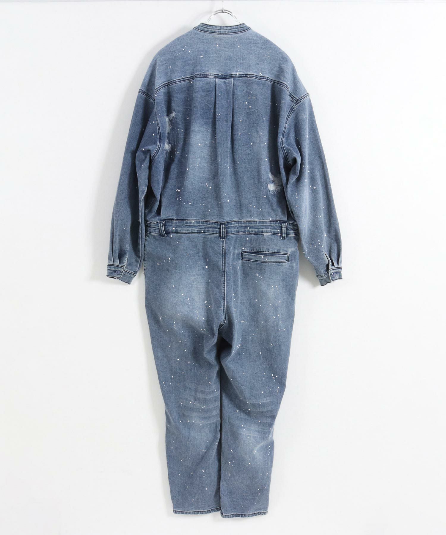 50%OFF【ANGENEHM(アンゲネーム)】Used processing denim all-in-one