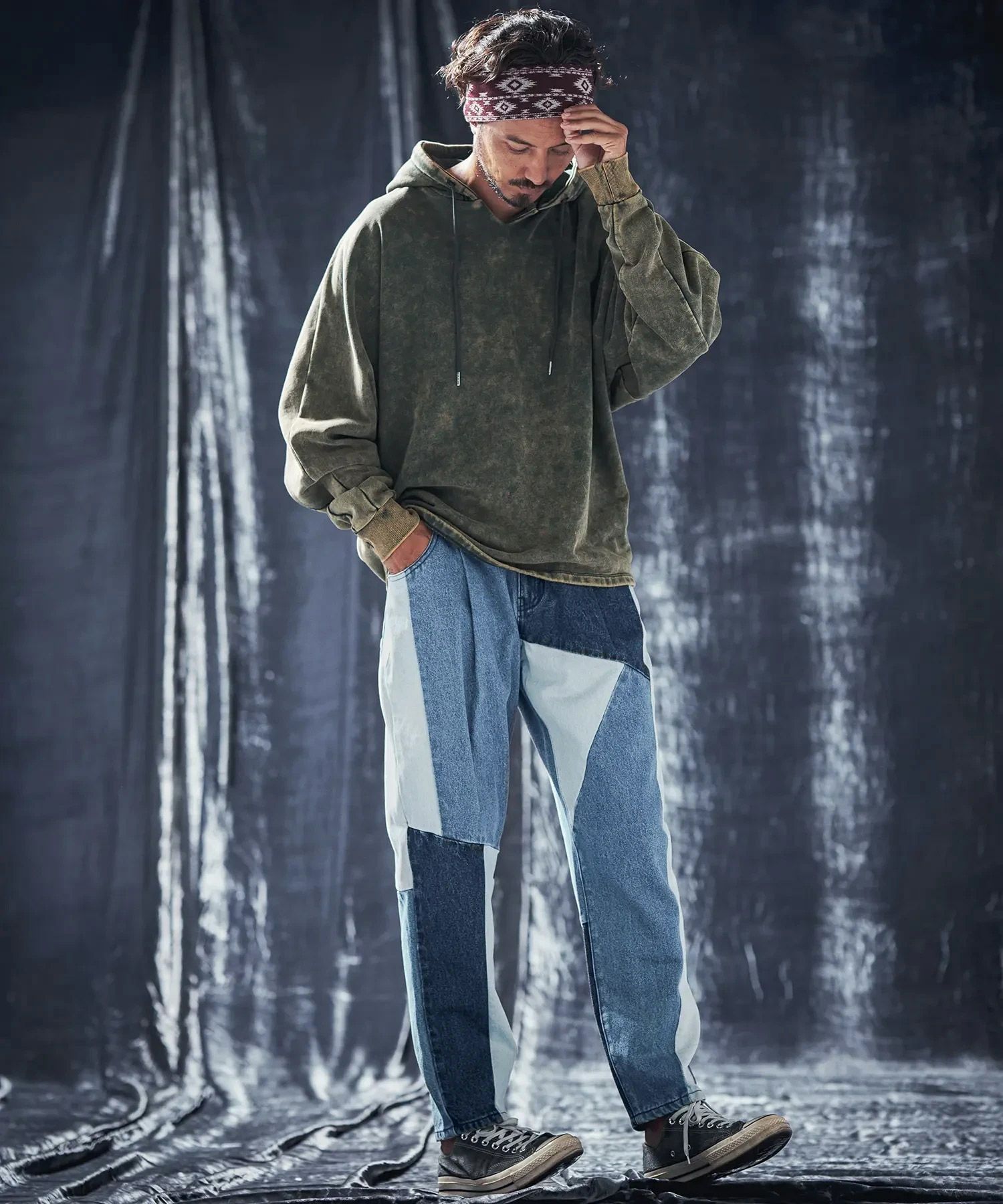 服/ファッション JEANS Fax Copy Express【ファックスコピーエクスプレス】Retro pleated blue