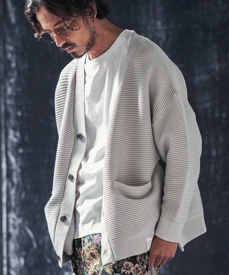 50%OFF【ANGENEHM(アンゲネーム)】Light yarn rippl knit cardigan 