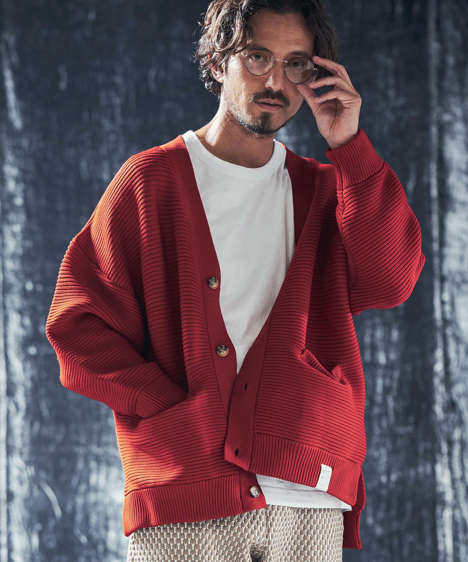 50%OFF【ANGENEHM(アンゲネーム)】Light yarn rippl knit cardigan