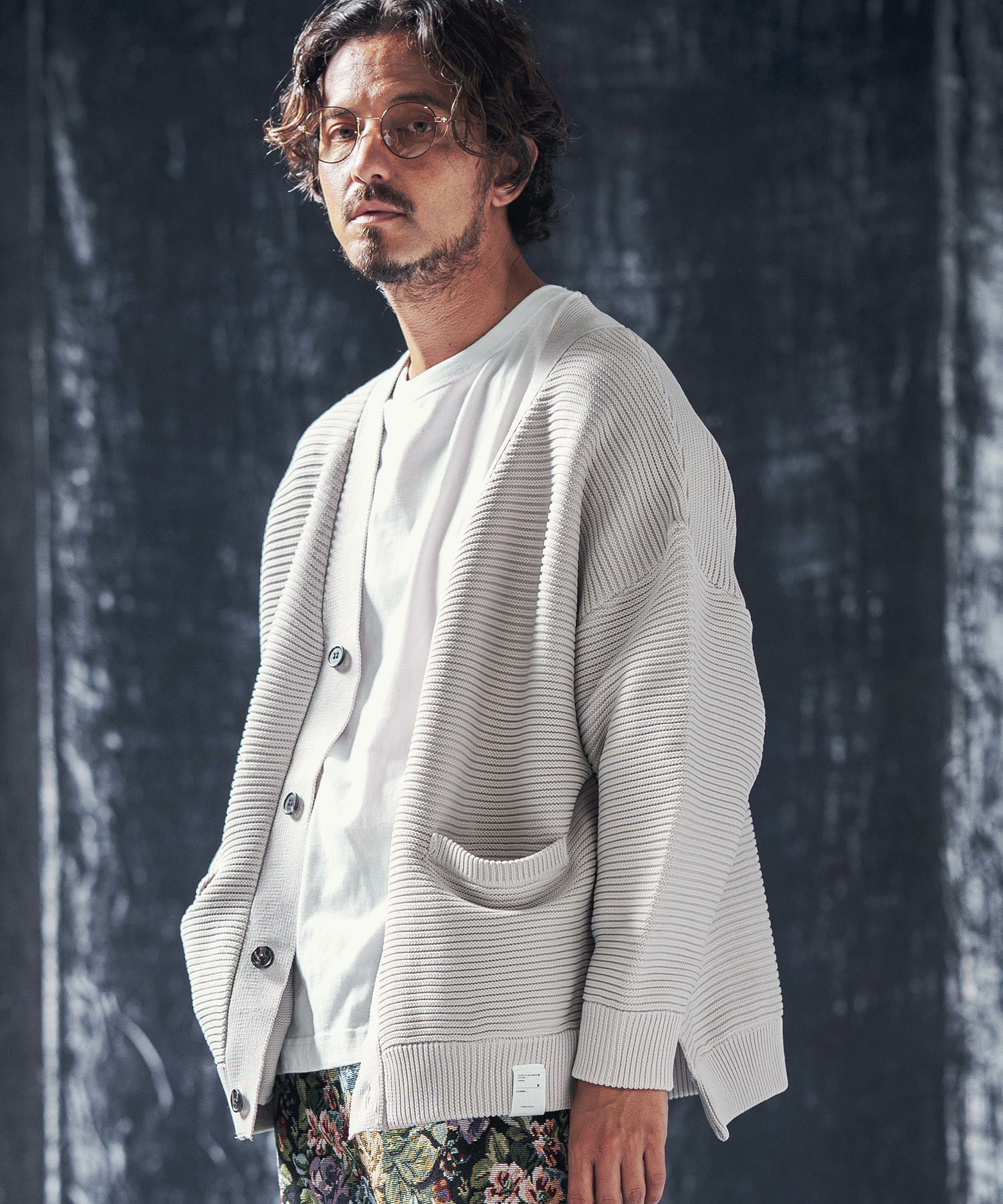 50%OFF【ANGENEHM(アンゲネーム)】Light yarn rippl knit cardigan