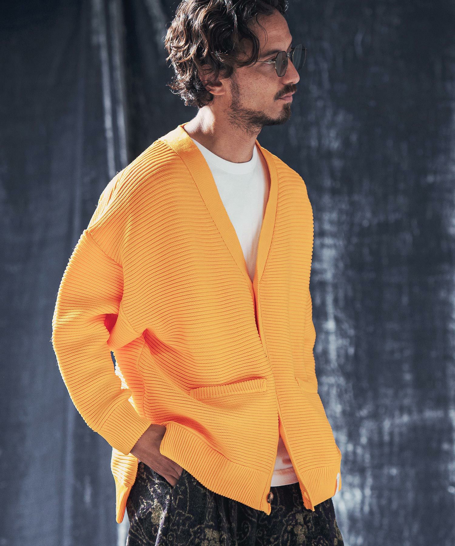 50%OFF【ANGENEHM(アンゲネーム)】Light yarn rippl knit cardigan